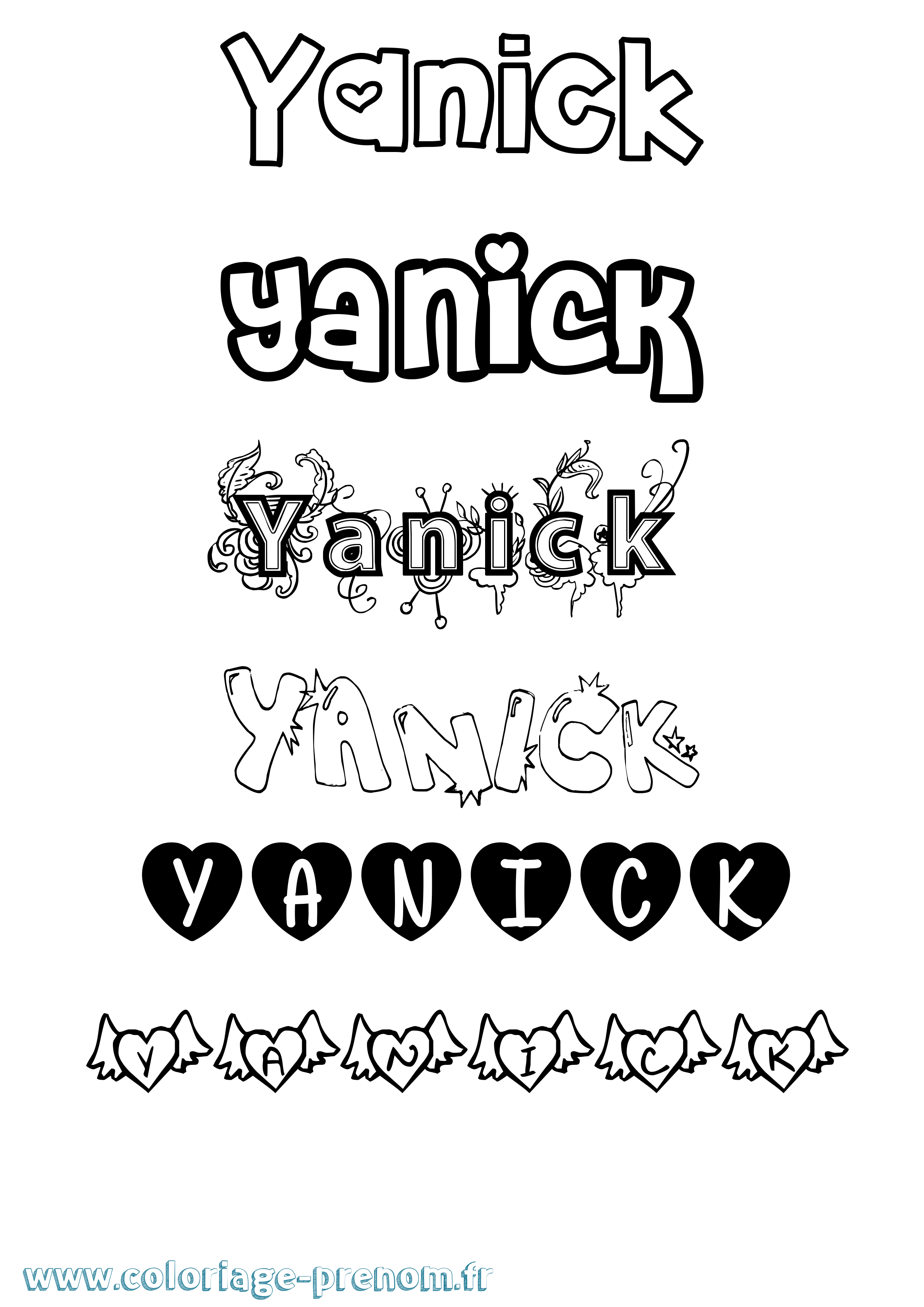 Coloriage prénom Yanick Girly
