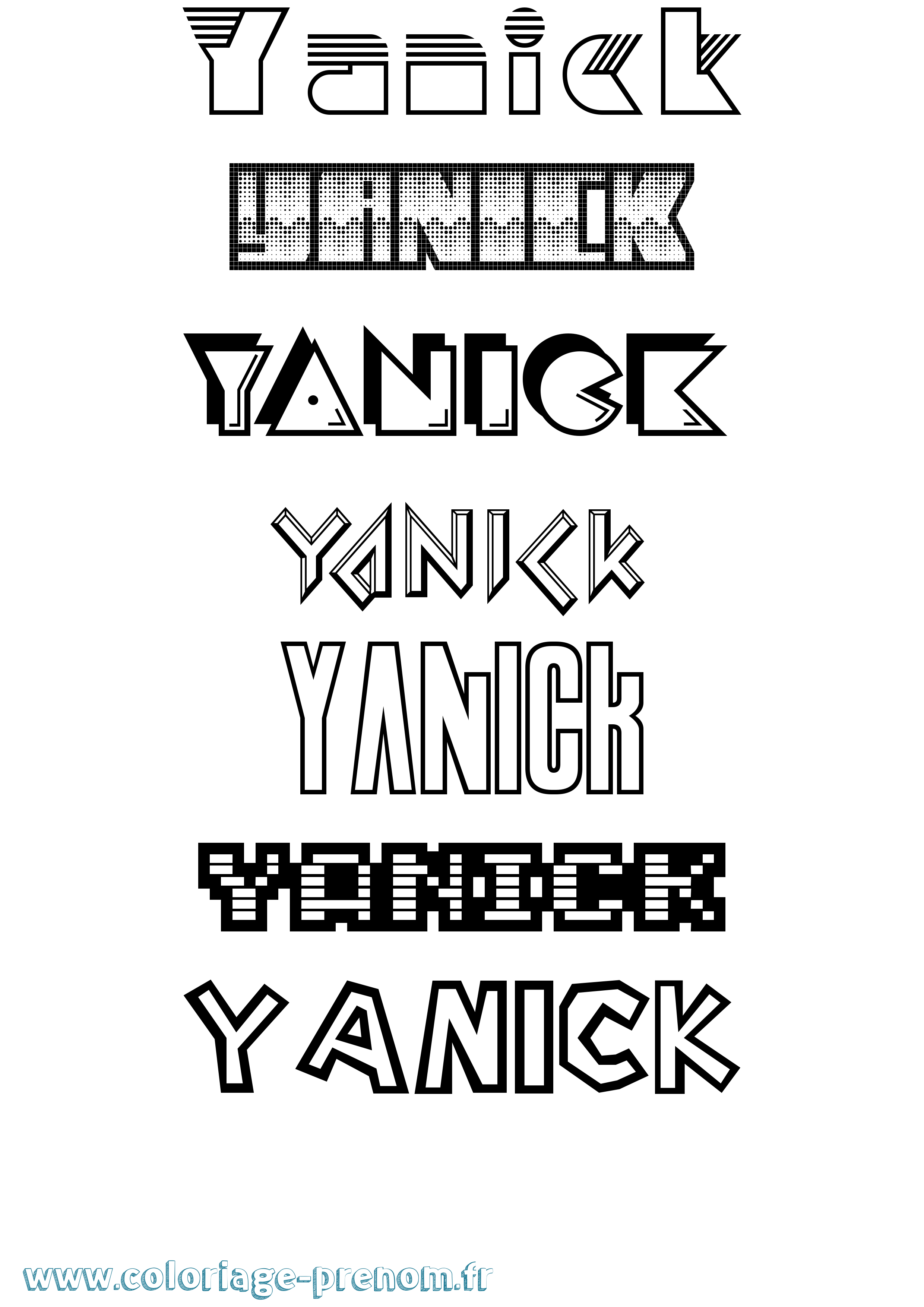 Coloriage prénom Yanick Jeux Vidéos