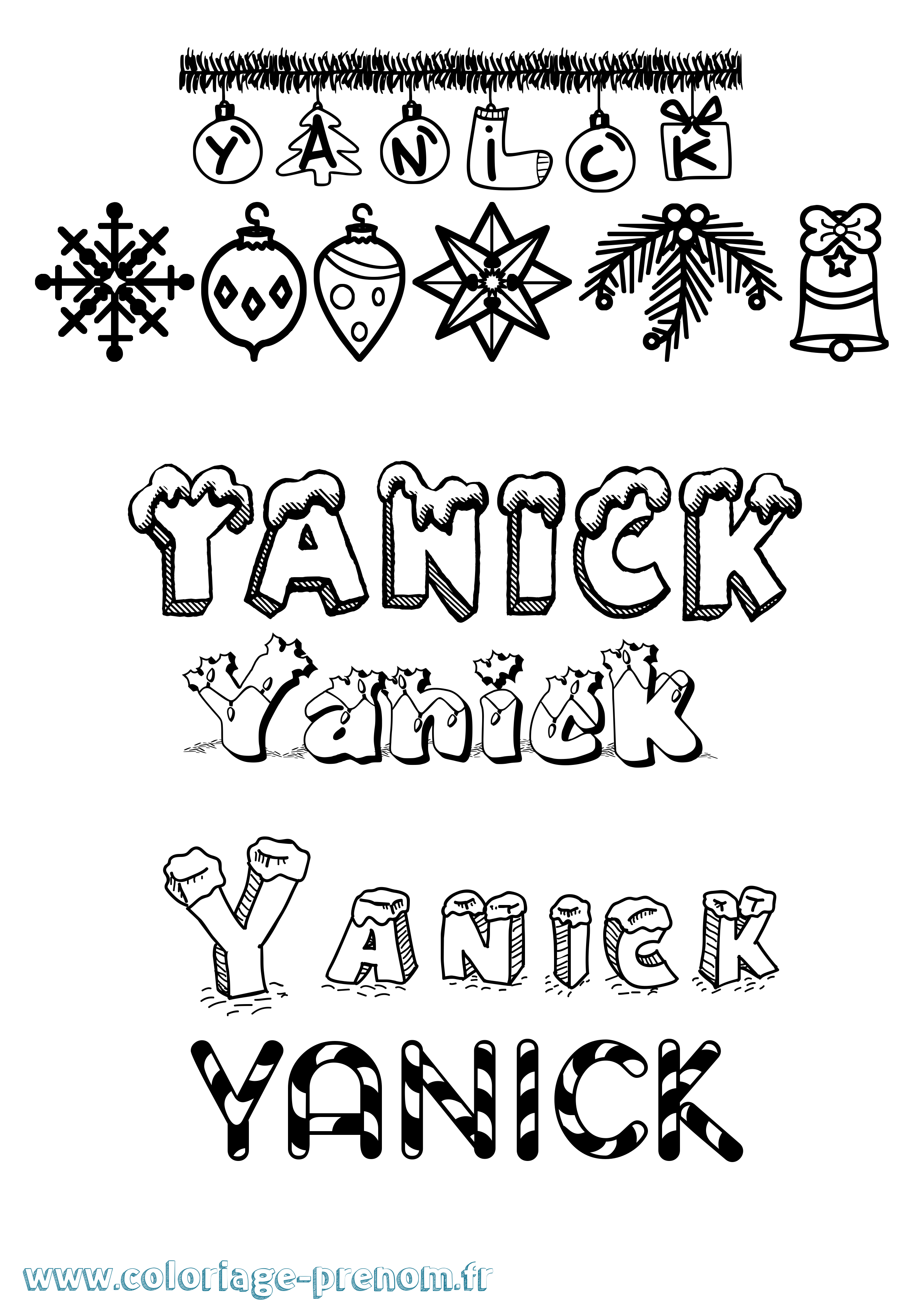 Coloriage prénom Yanick Noël