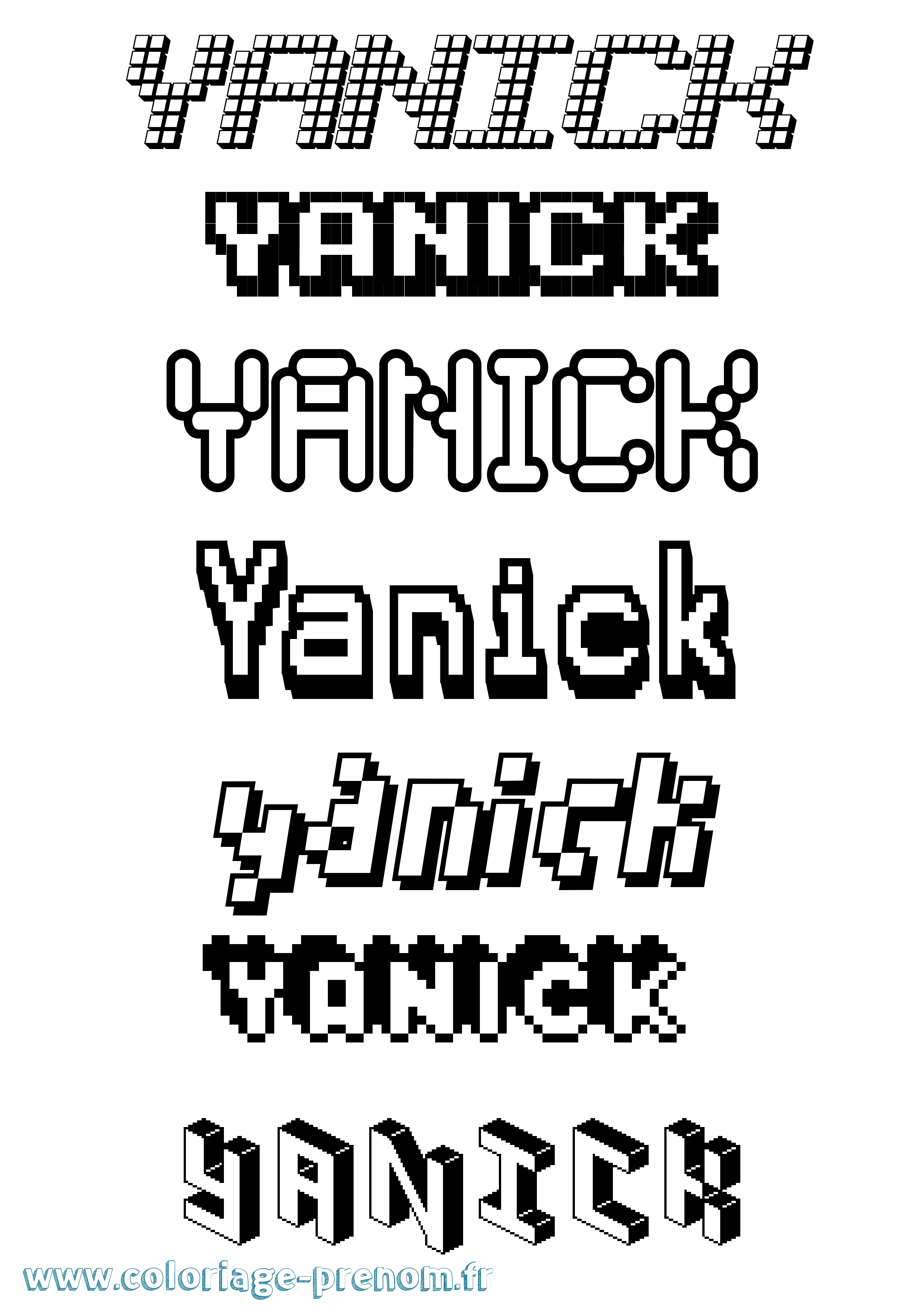 Coloriage prénom Yanick Pixel