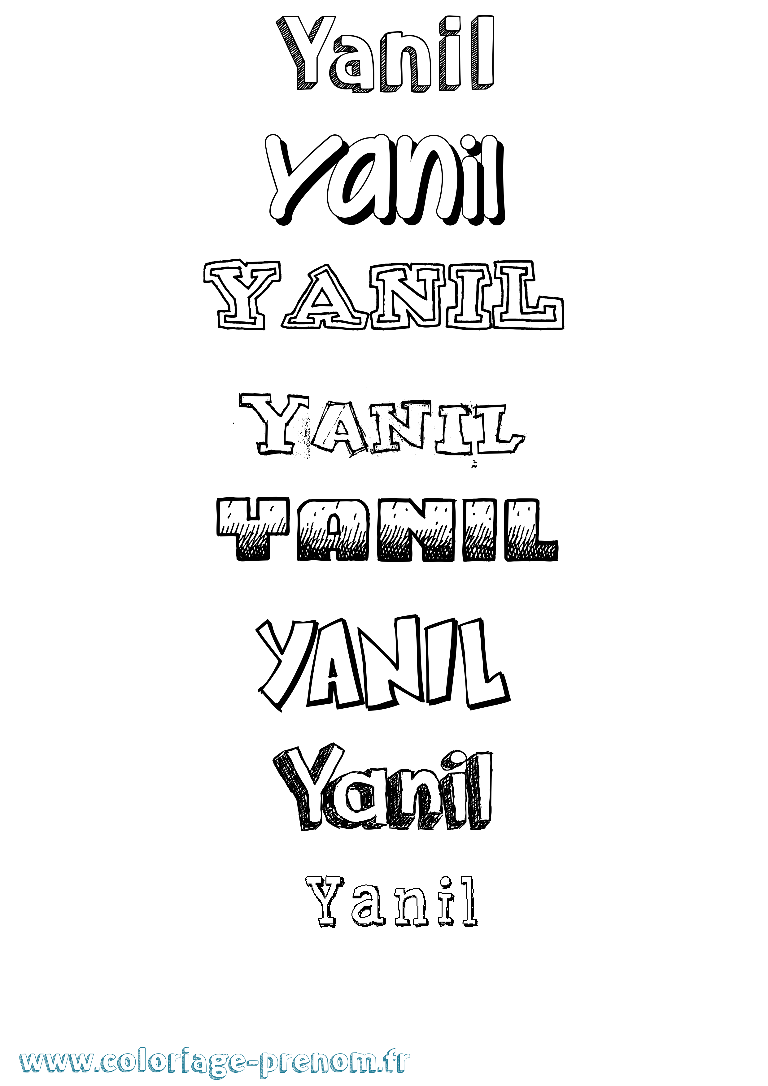 Coloriage prénom Yanil Dessiné