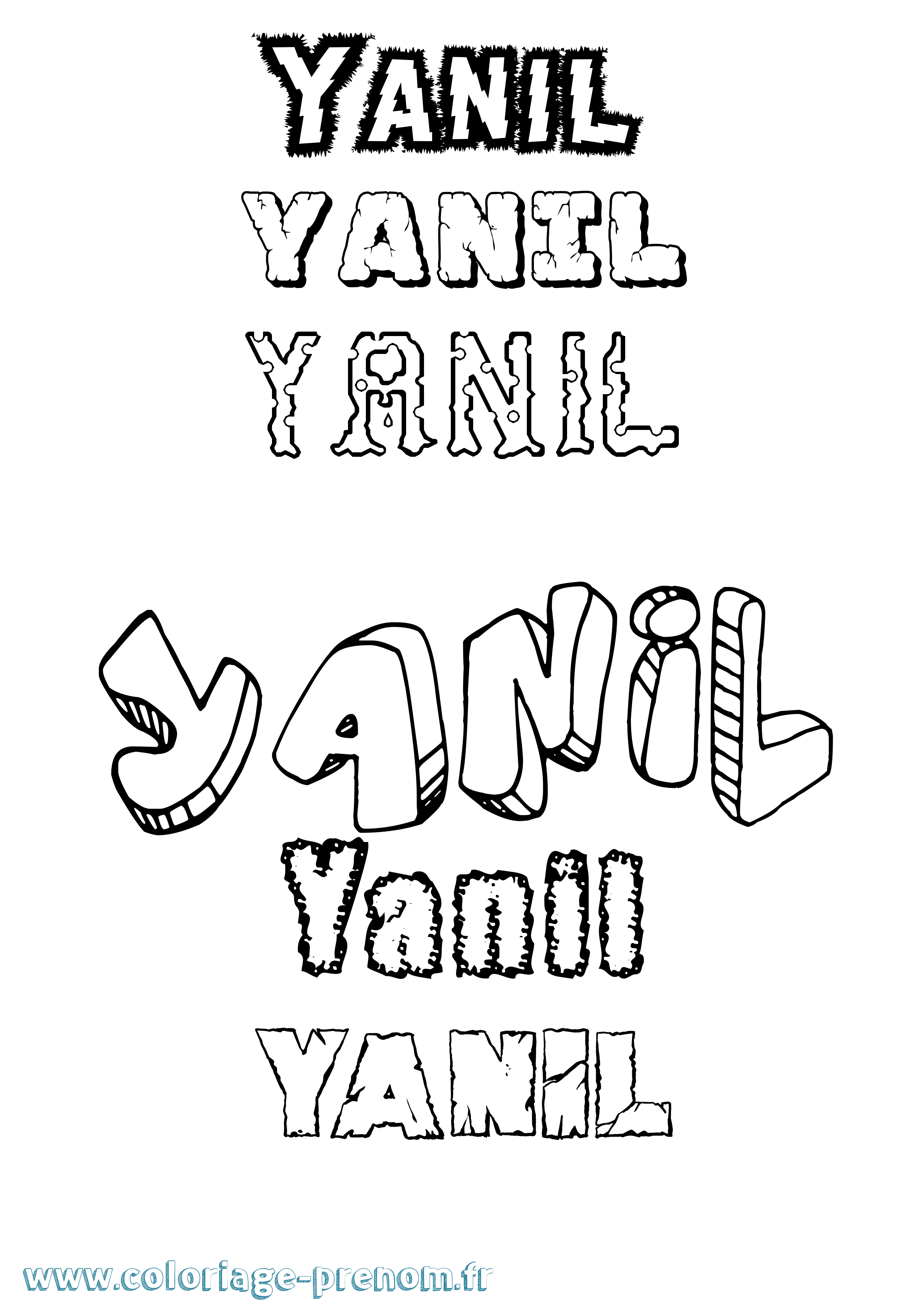 Coloriage prénom Yanil Destructuré