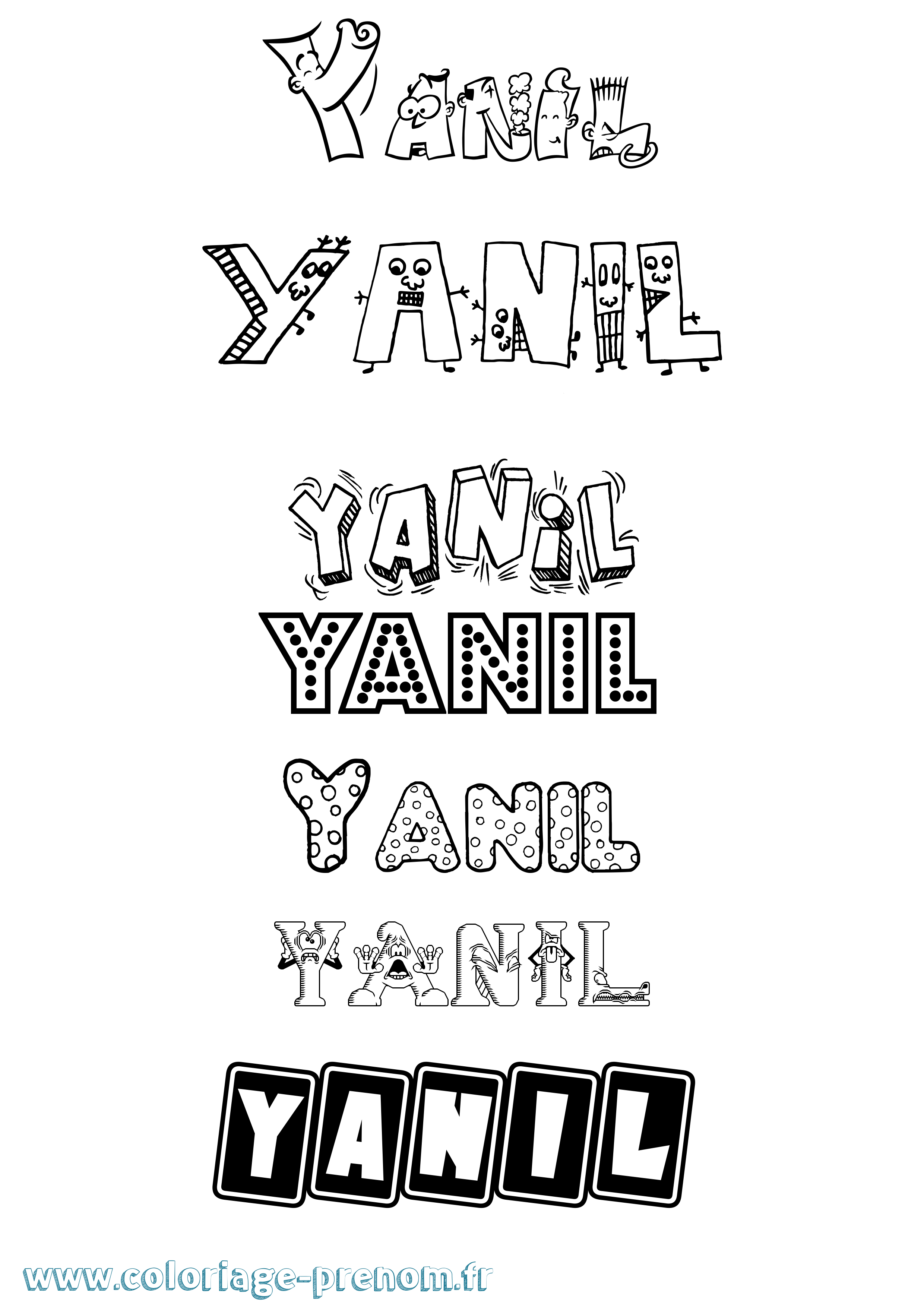 Coloriage prénom Yanil Fun