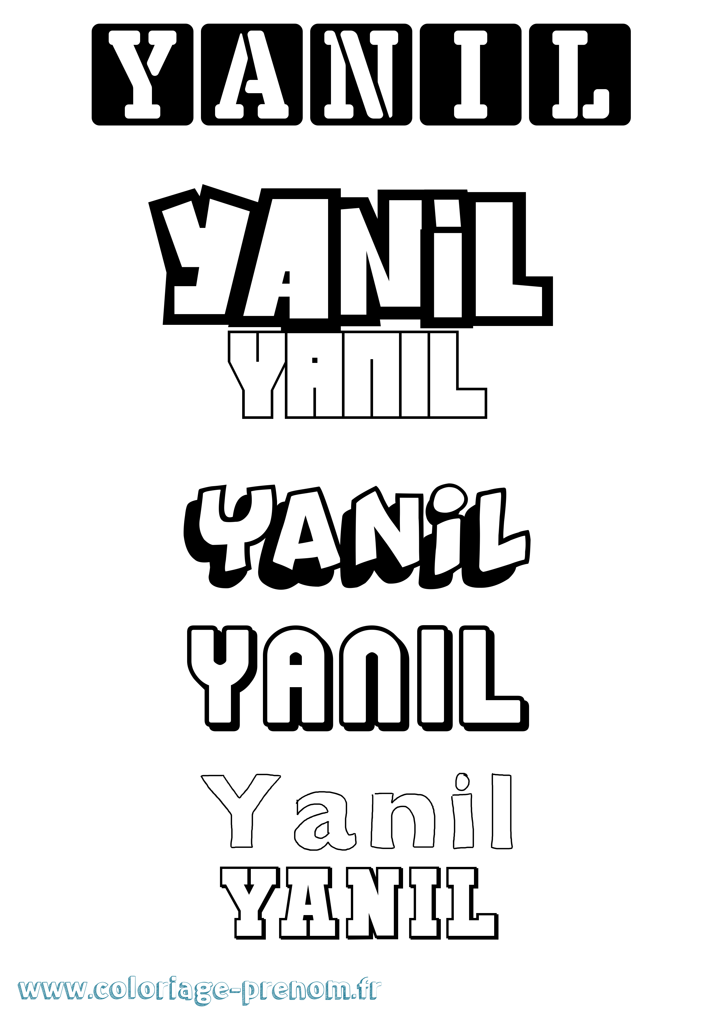 Coloriage prénom Yanil Simple