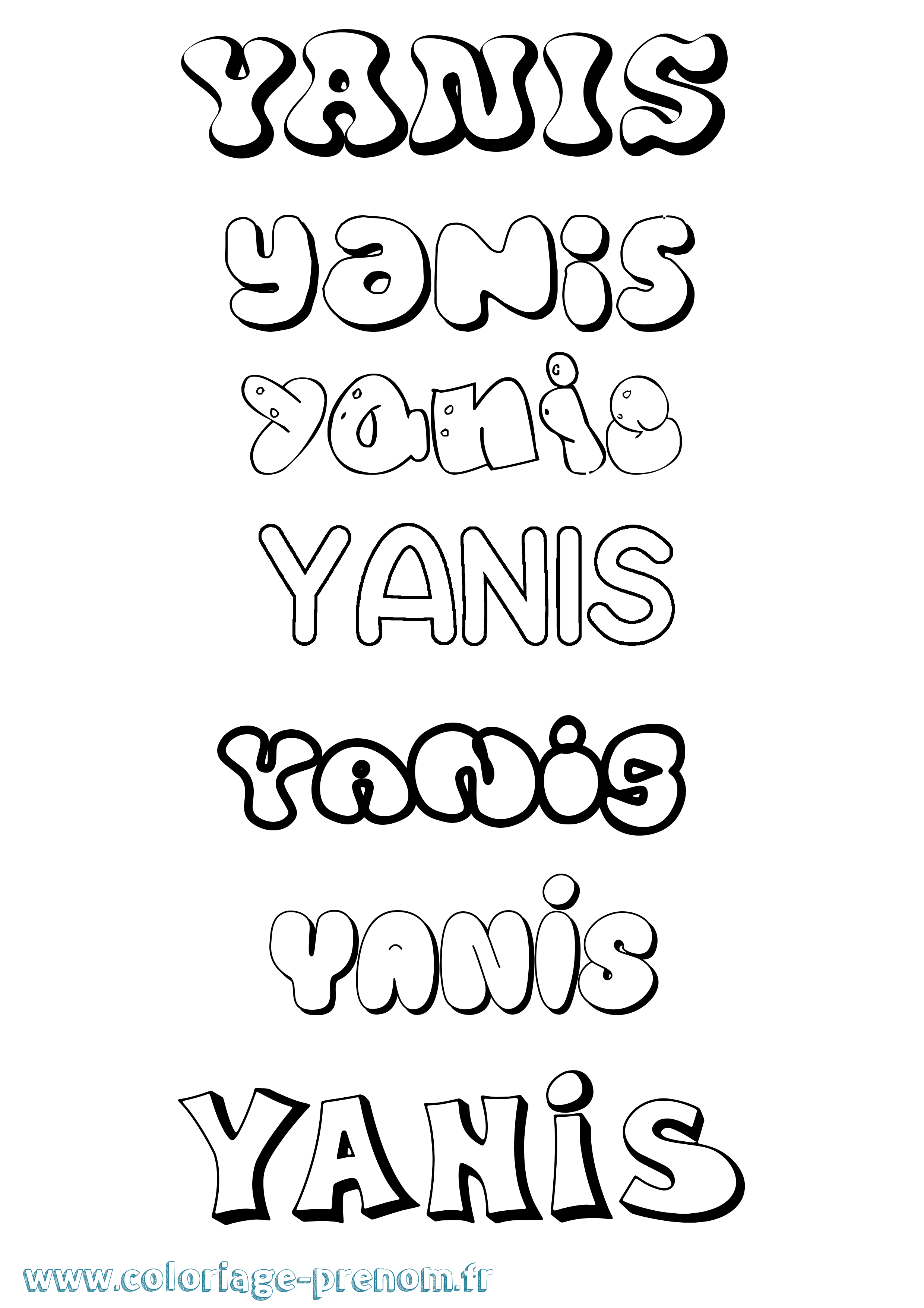 Coloriage prénom Yanis Bubble