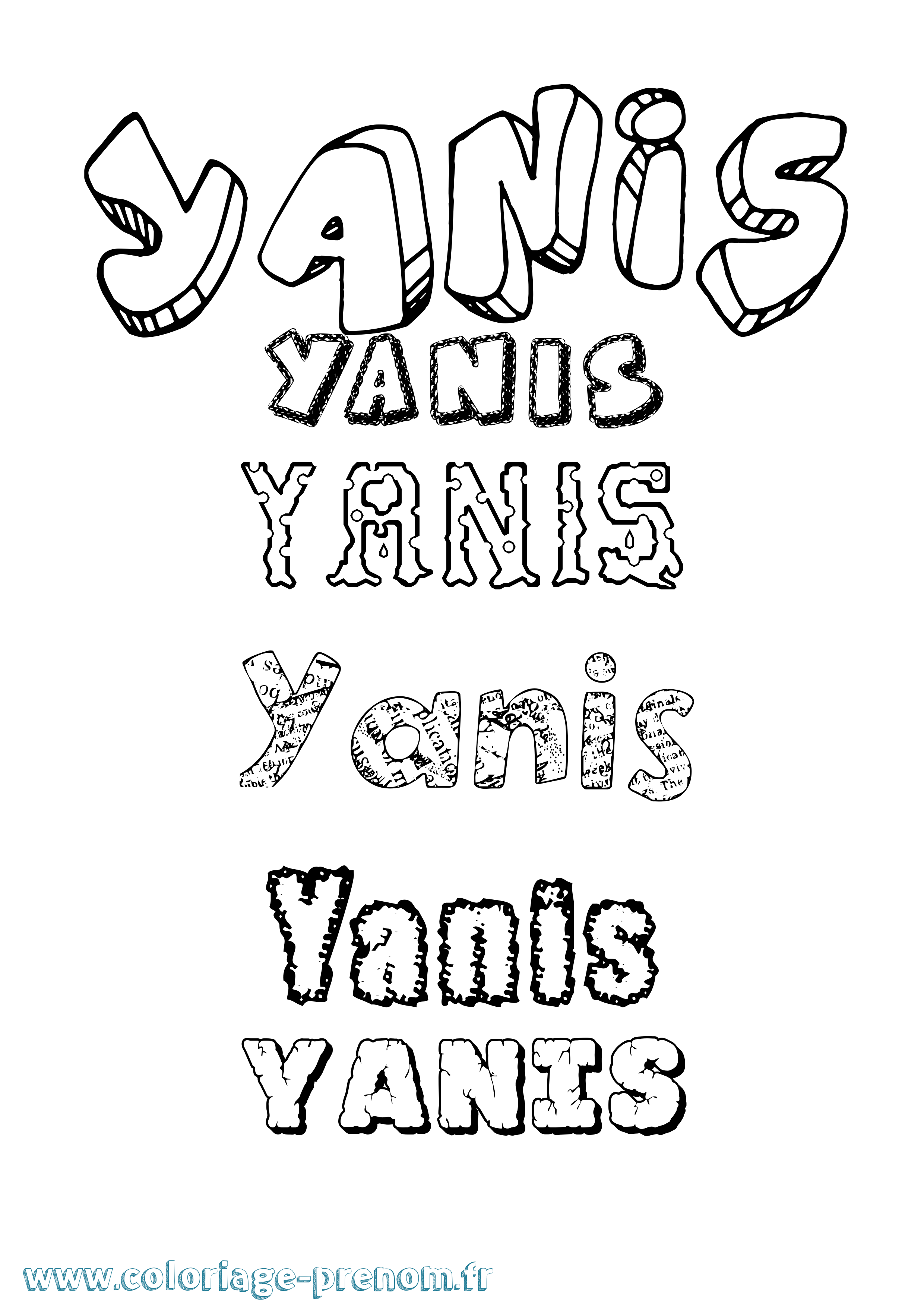 Coloriage prénom Yanis Destructuré
