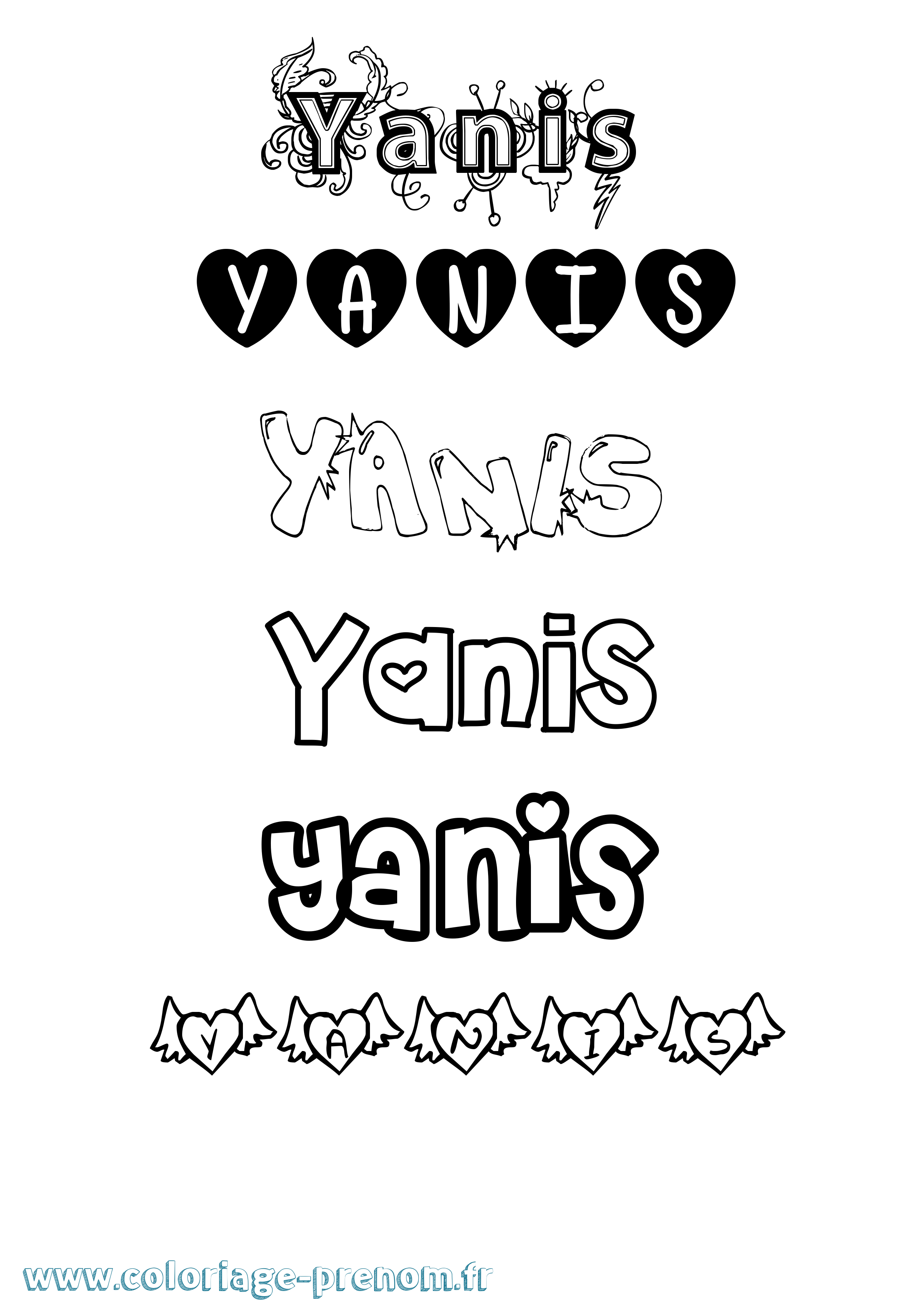 Coloriage prénom Yanis Girly