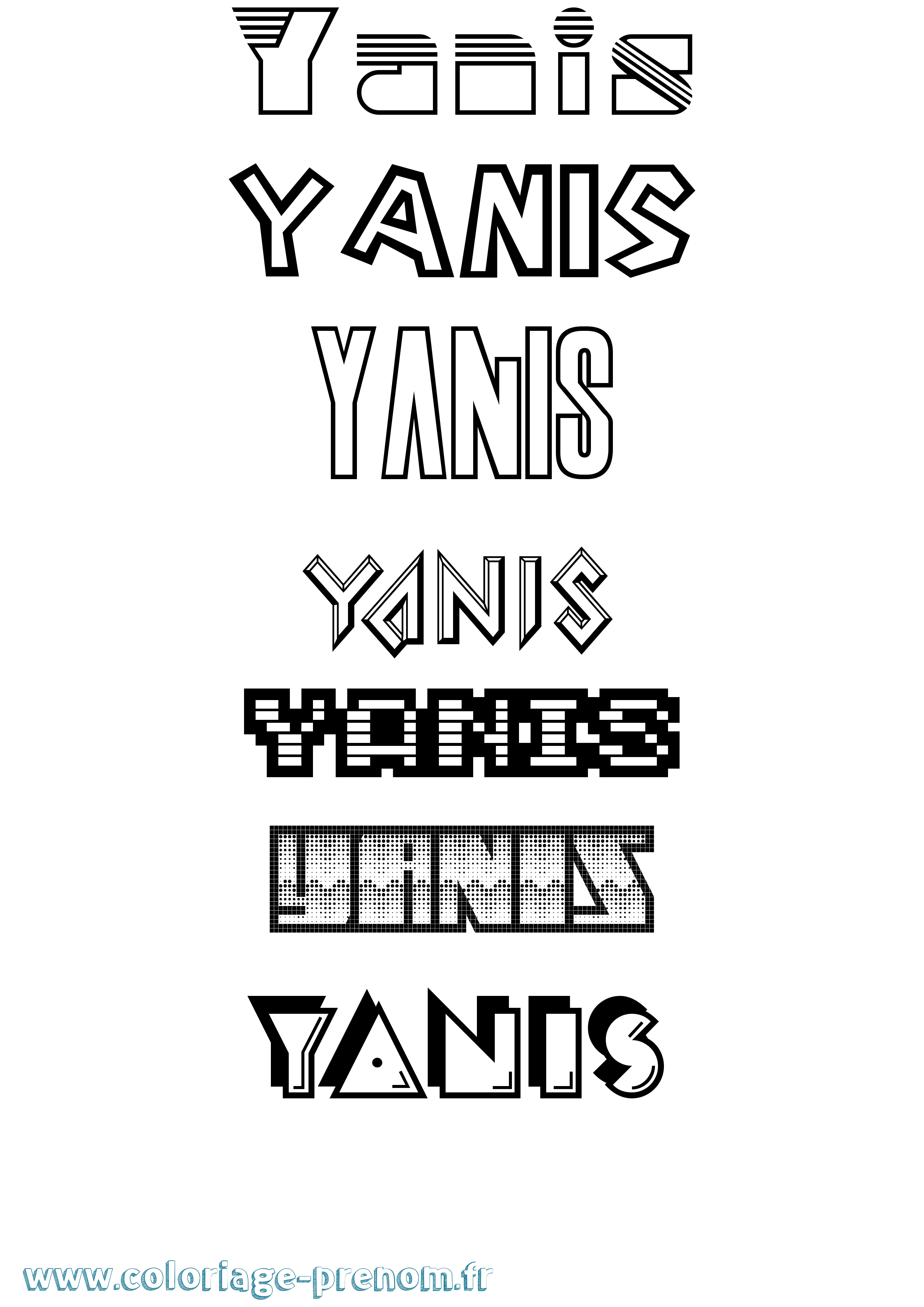 Coloriage prénom Yanis Jeux Vidéos