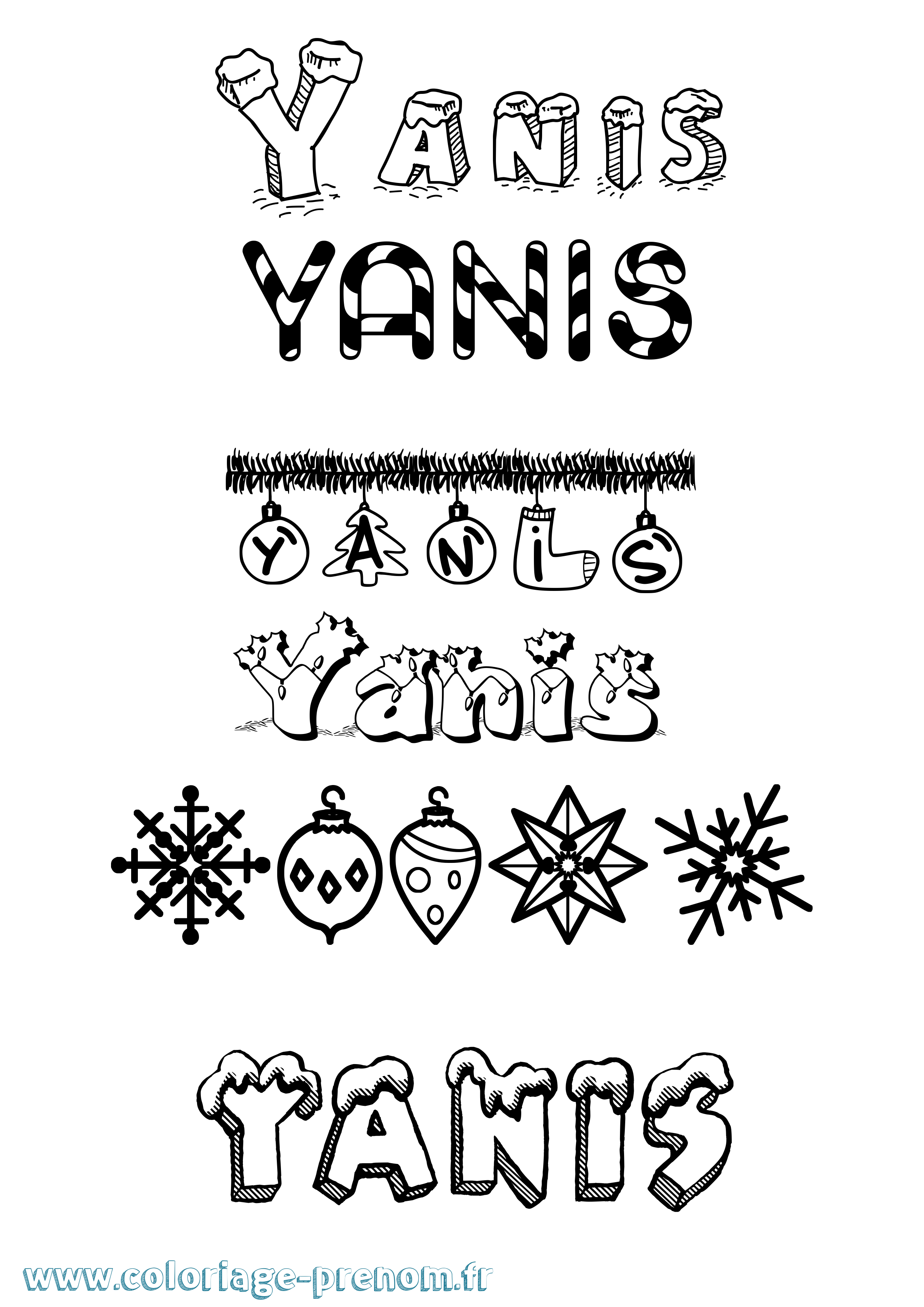 Coloriage prénom Yanis Noël