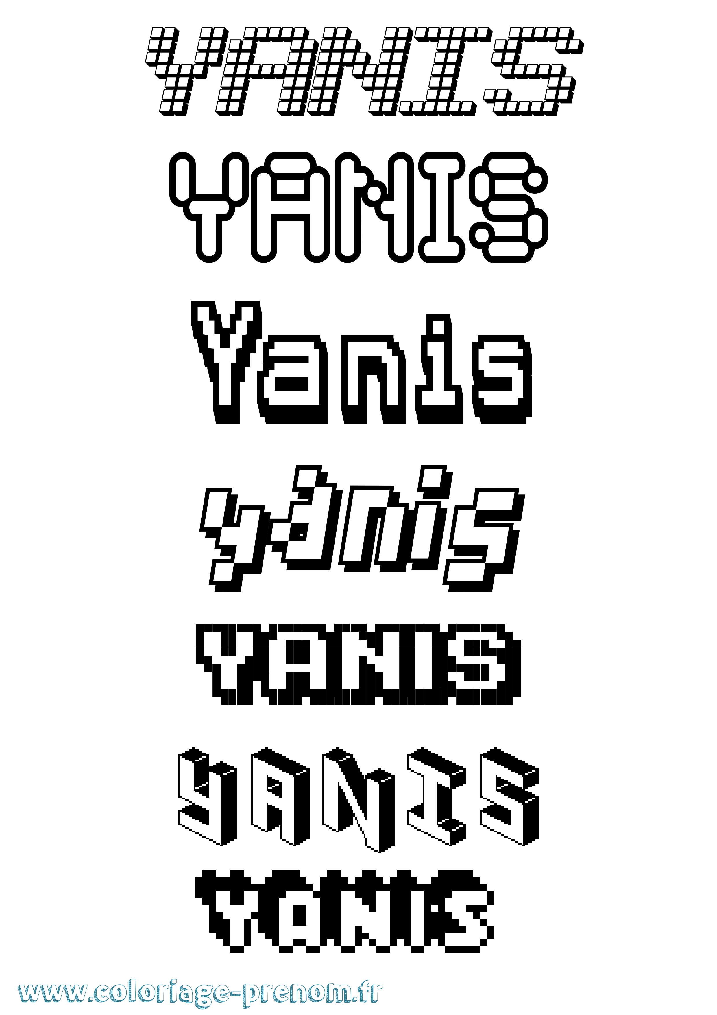 Coloriage prénom Yanis Pixel