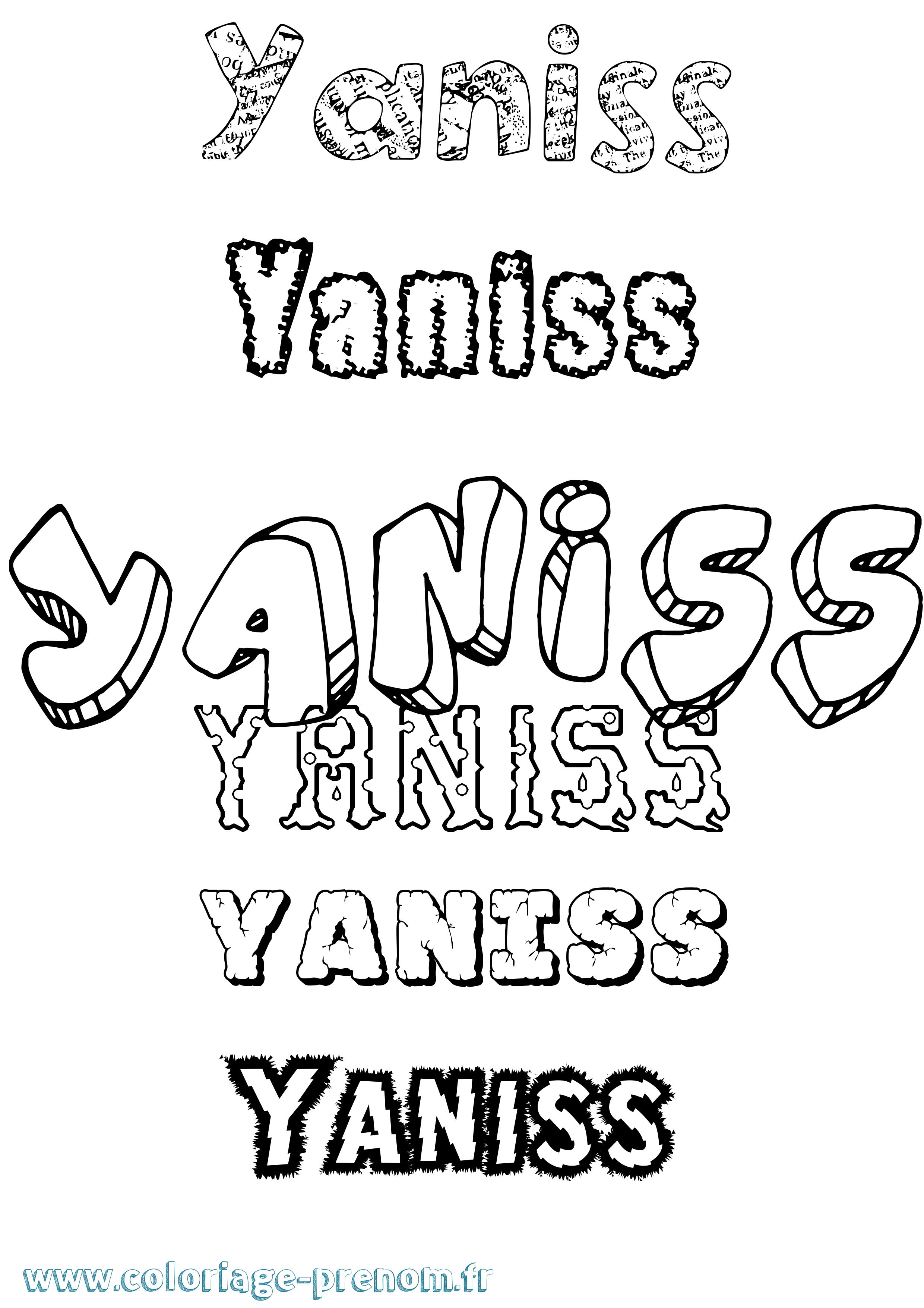 Coloriage prénom Yaniss Destructuré