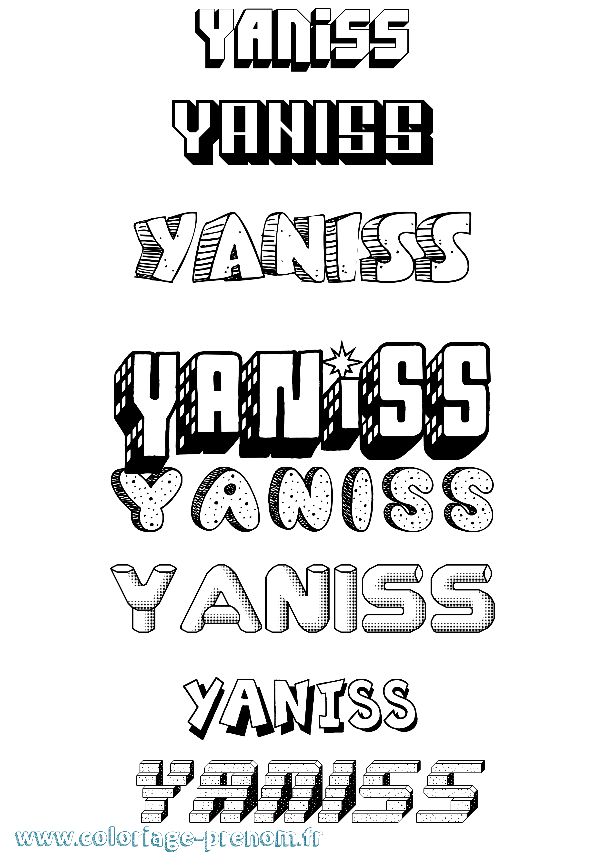 Coloriage prénom Yaniss Effet 3D