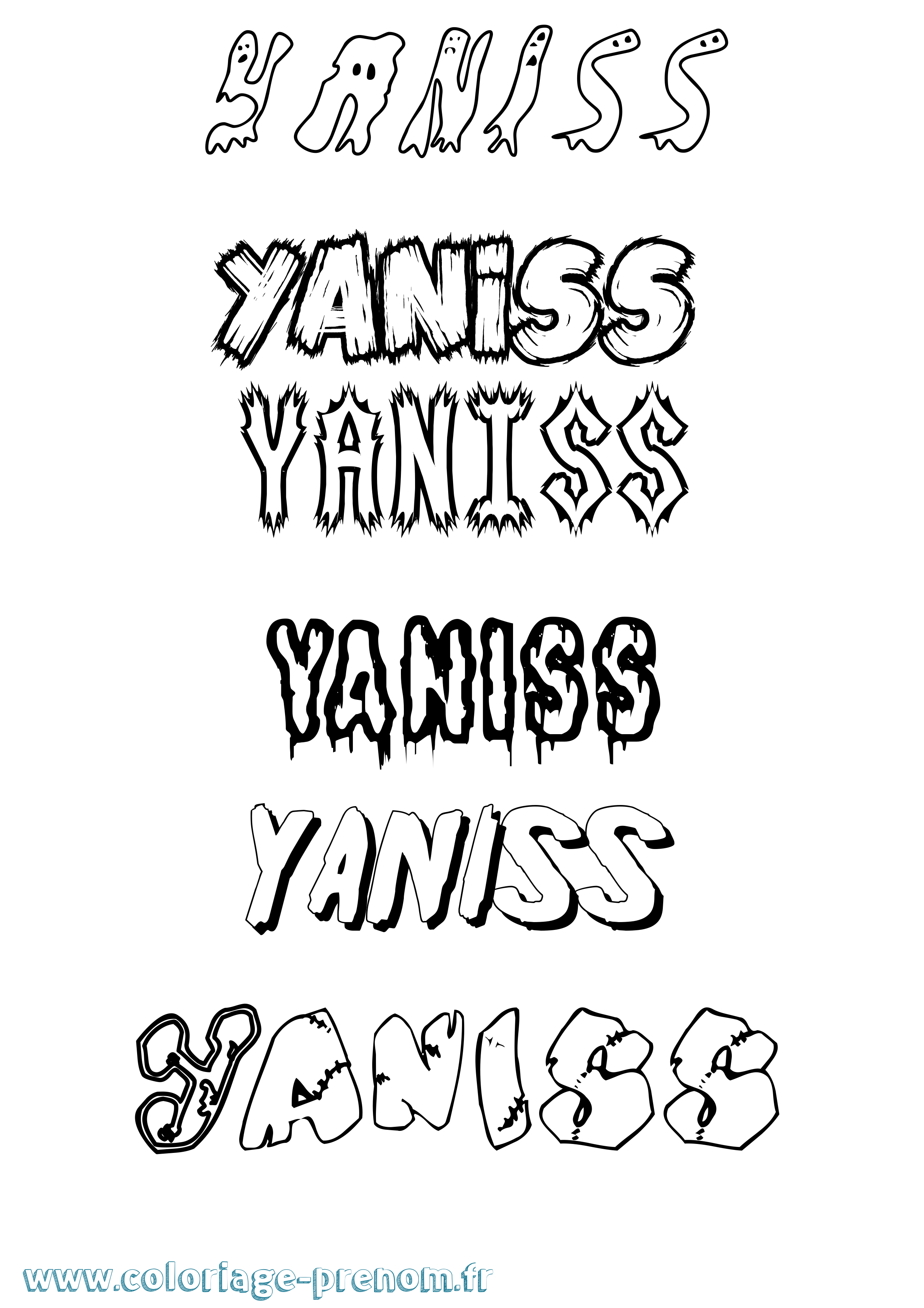 Coloriage prénom Yaniss Frisson