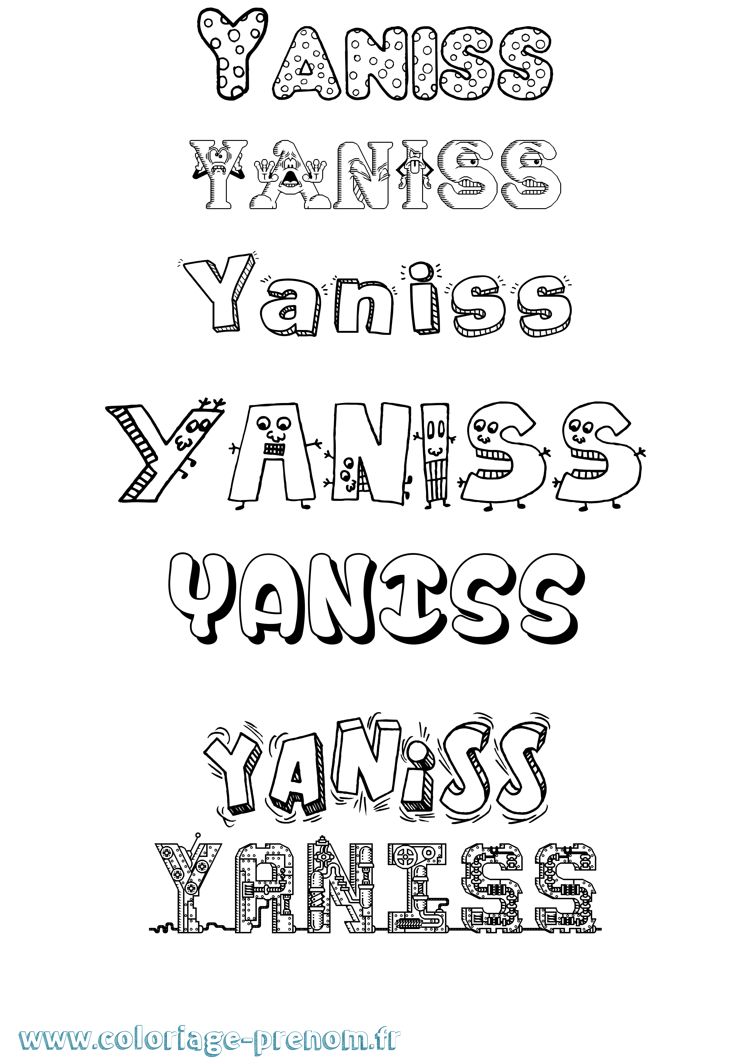 Coloriage prénom Yaniss Fun