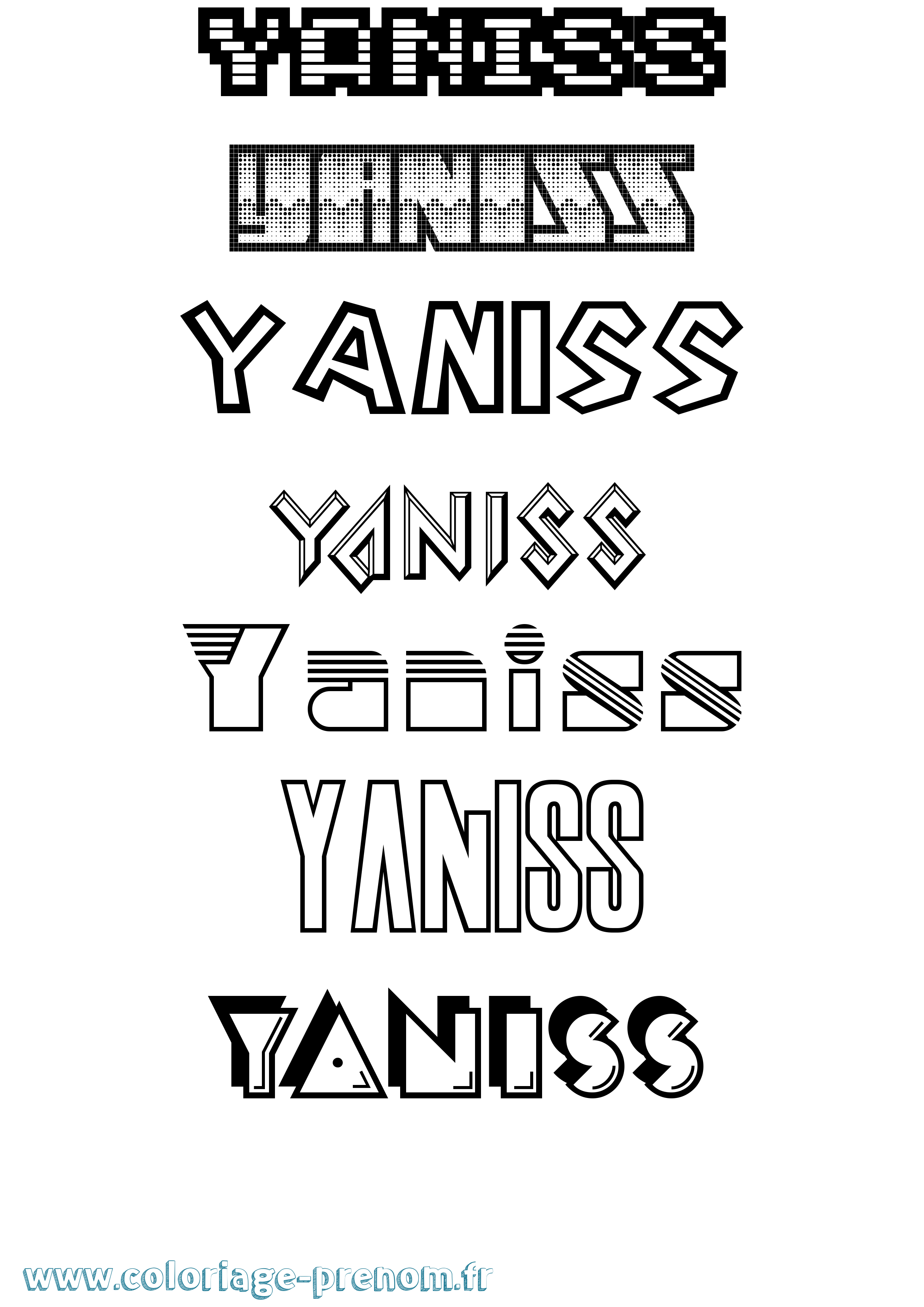 Coloriage prénom Yaniss Jeux Vidéos