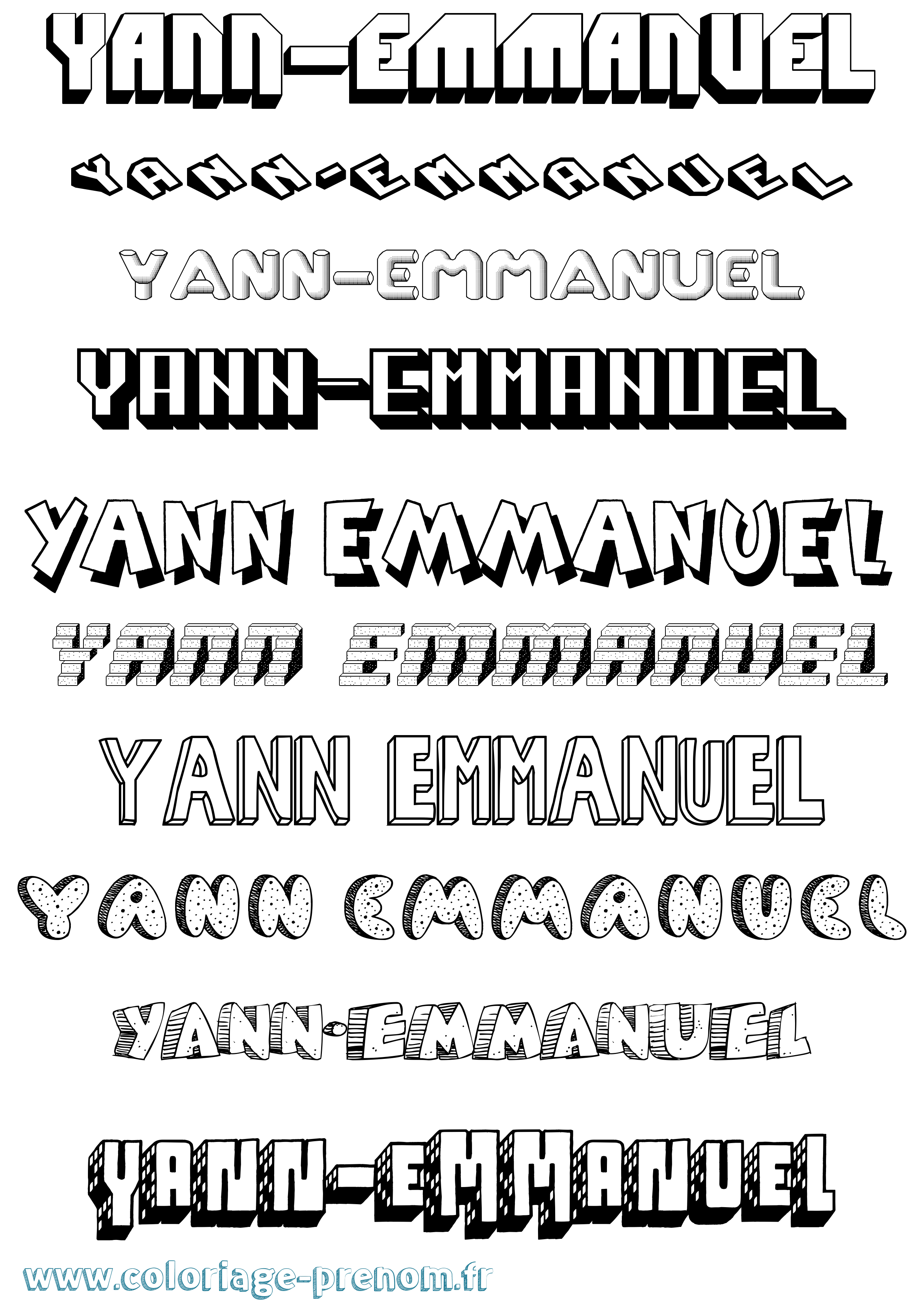 Coloriage prénom Yann-Emmanuel Effet 3D