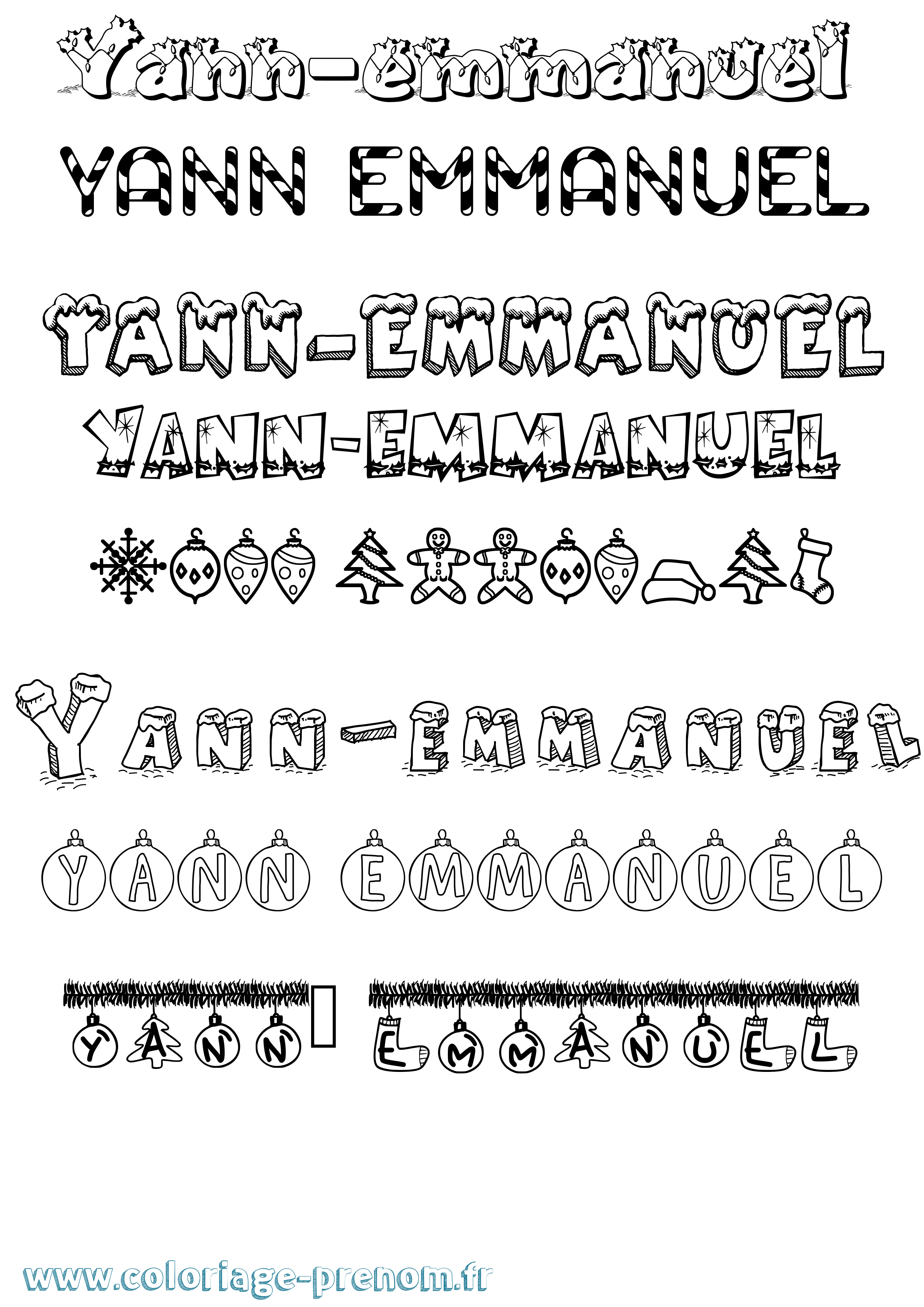 Coloriage prénom Yann-Emmanuel Noël