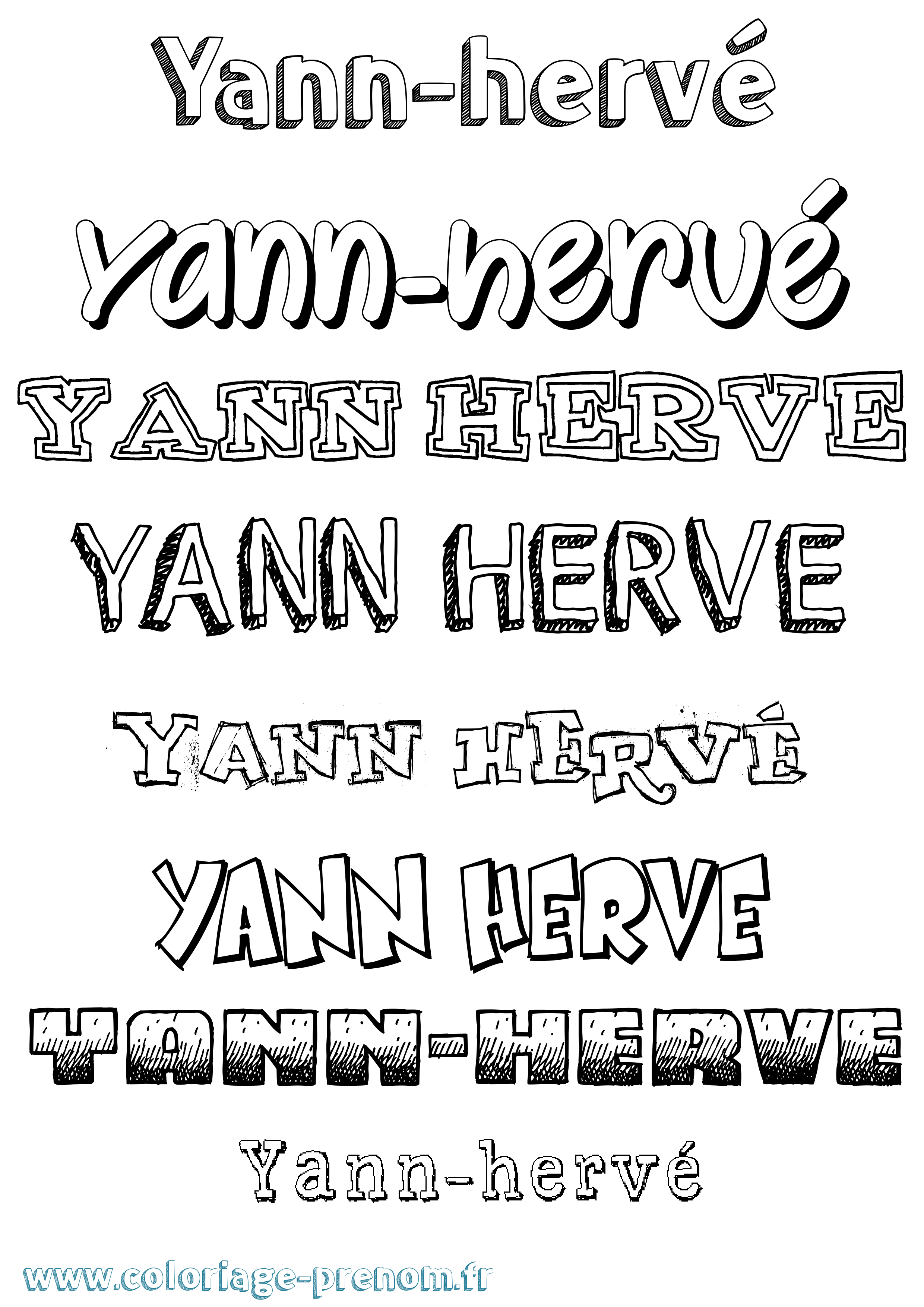 Coloriage prénom Yann-Hervé Dessiné