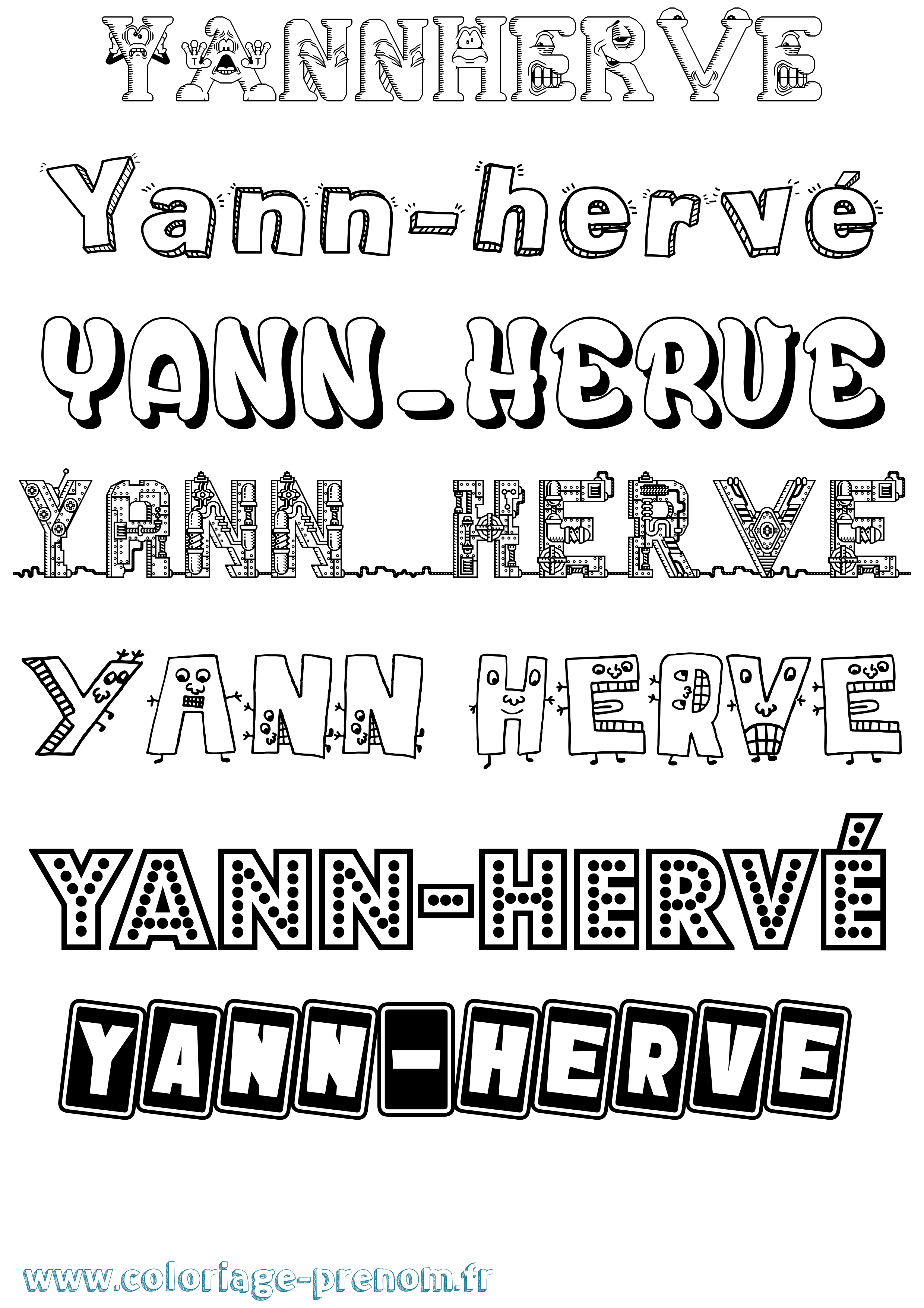 Coloriage prénom Yann-Hervé Fun