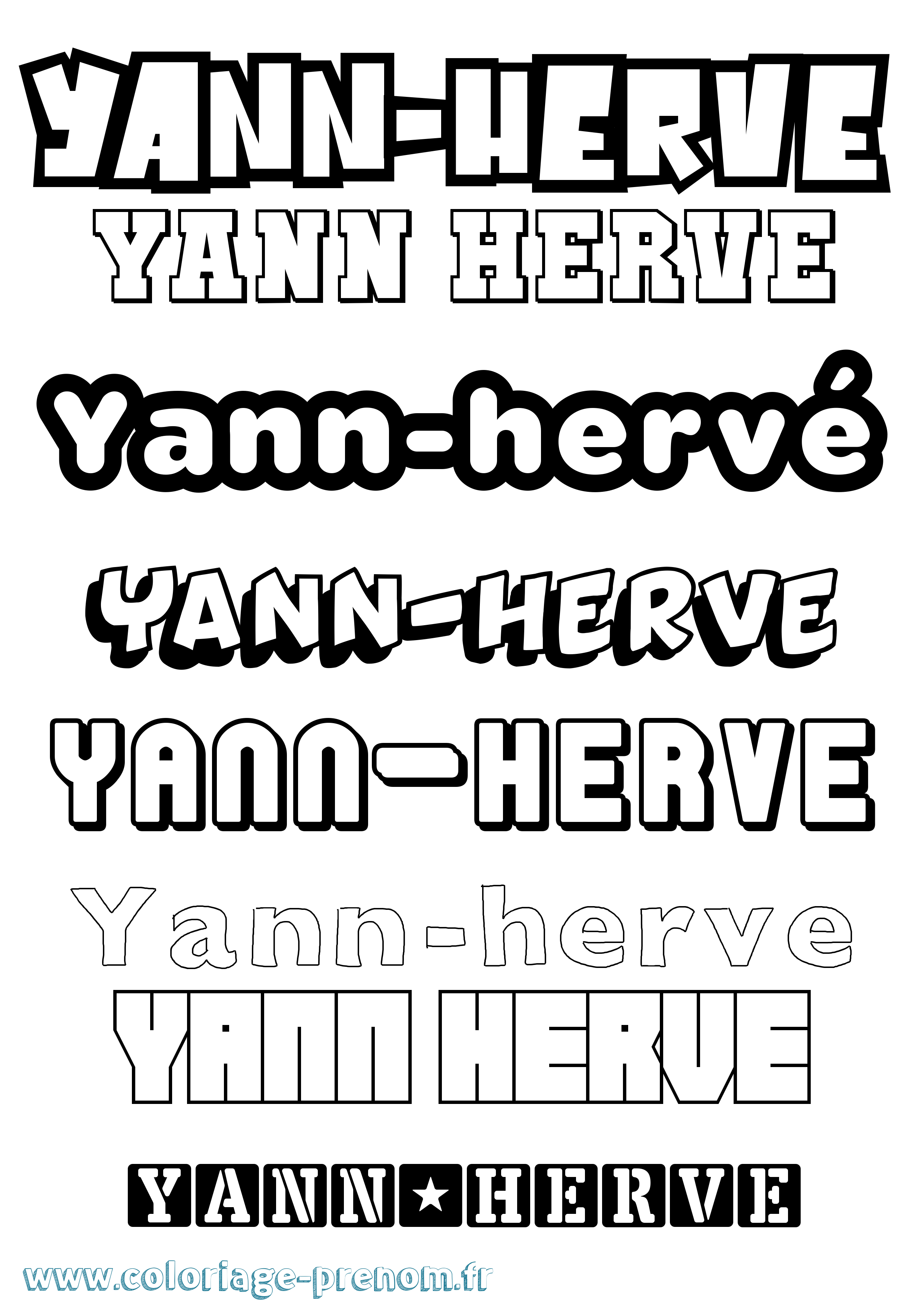 Coloriage prénom Yann-Hervé Simple