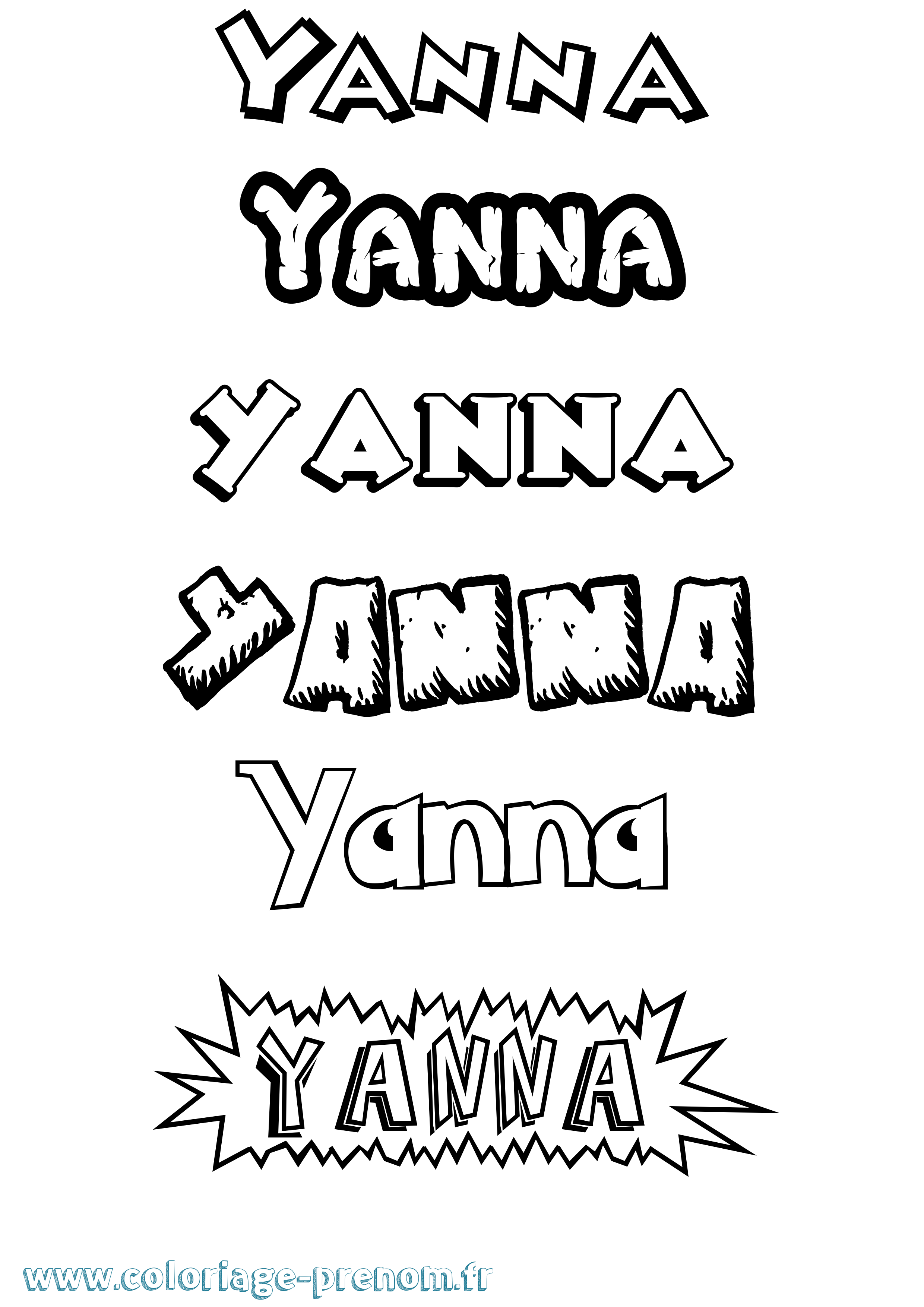 Coloriage prénom Yanna Dessin Animé