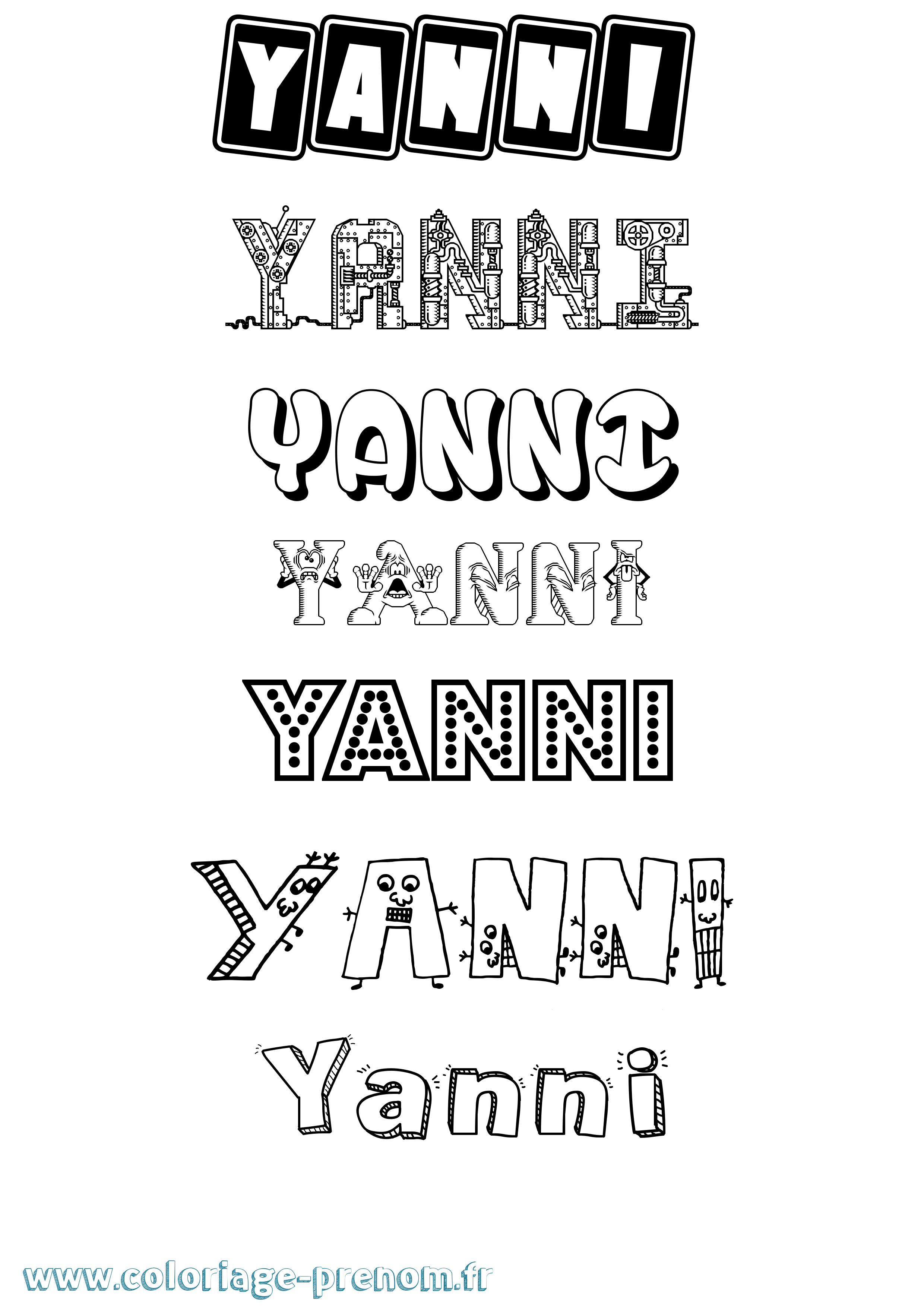 Coloriage Yanni Coloriage prénom Yanni