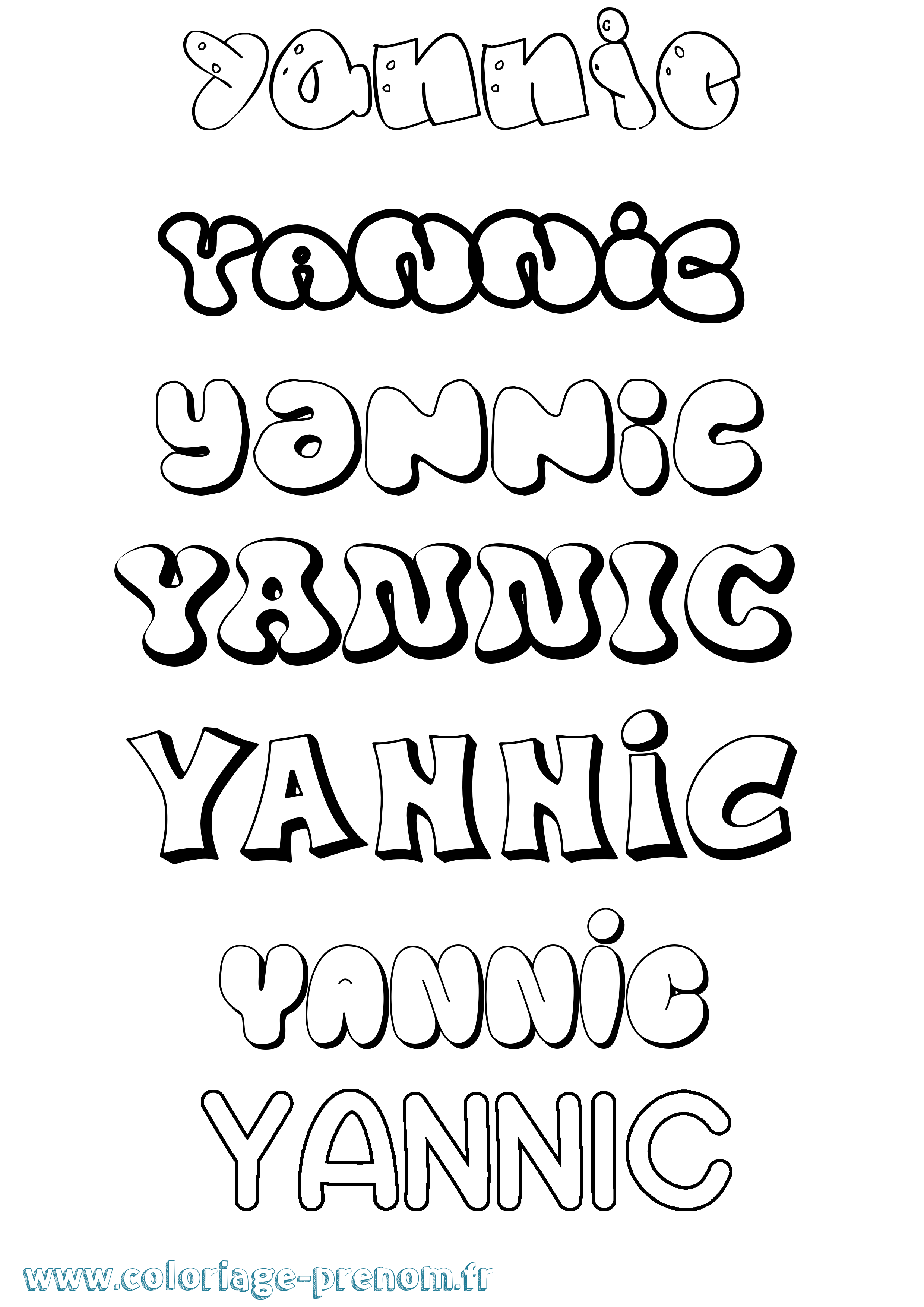 Coloriage prénom Yannic Bubble