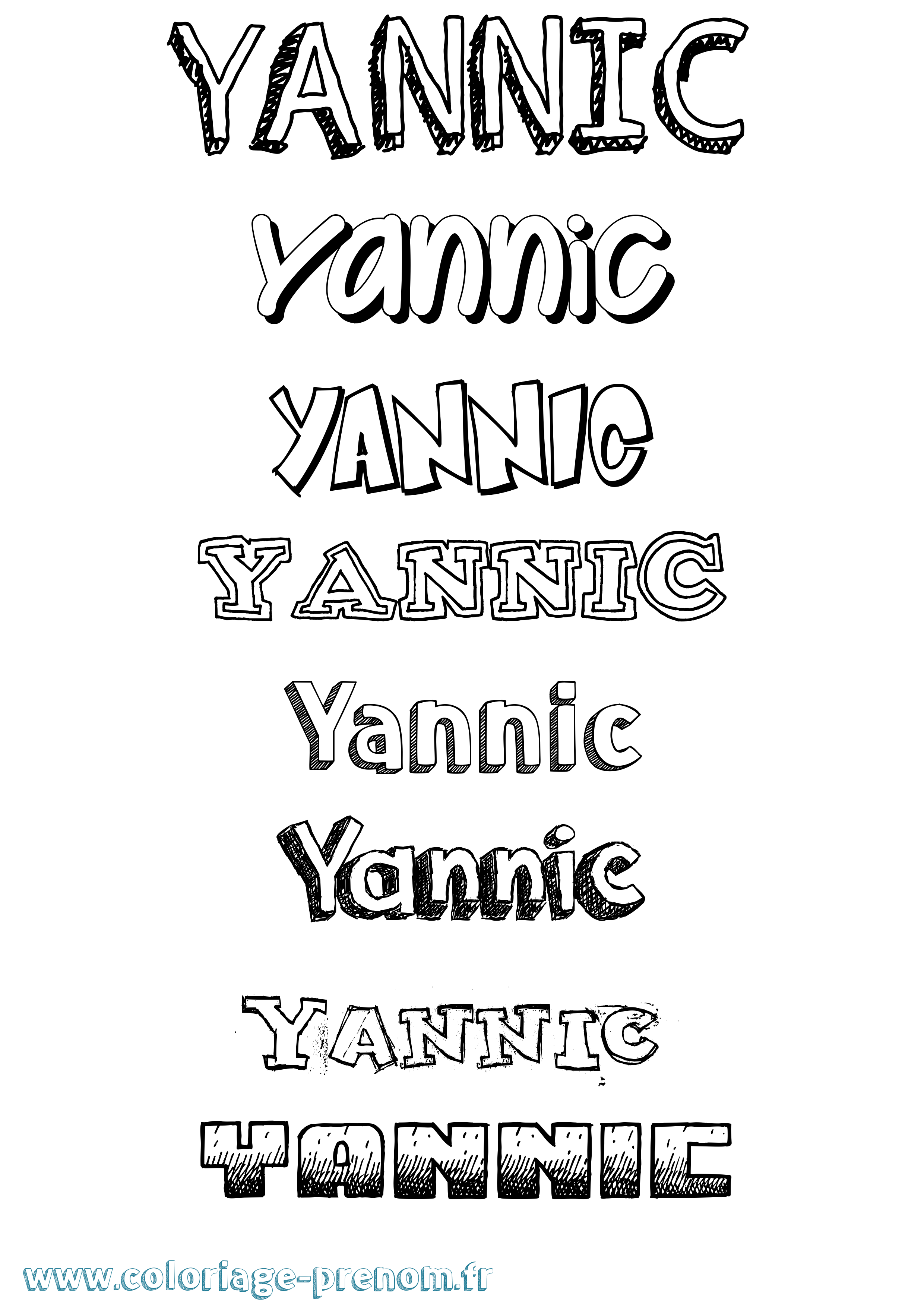 Coloriage prénom Yannic Dessiné