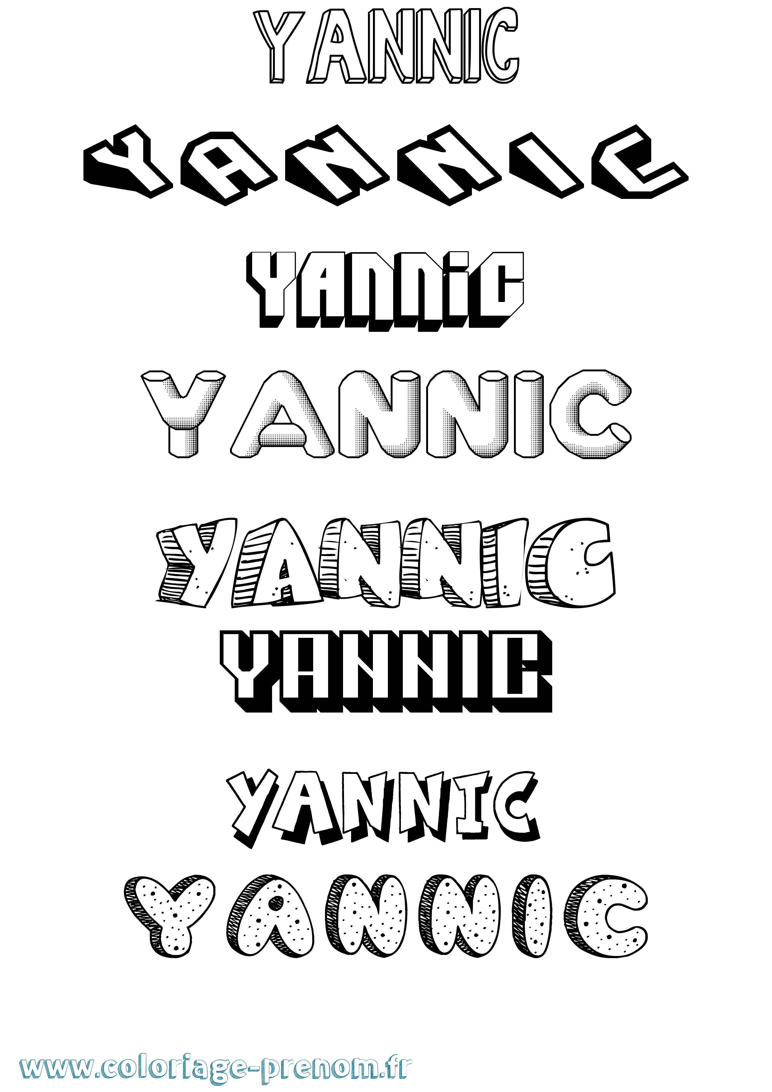 Coloriage prénom Yannic Effet 3D