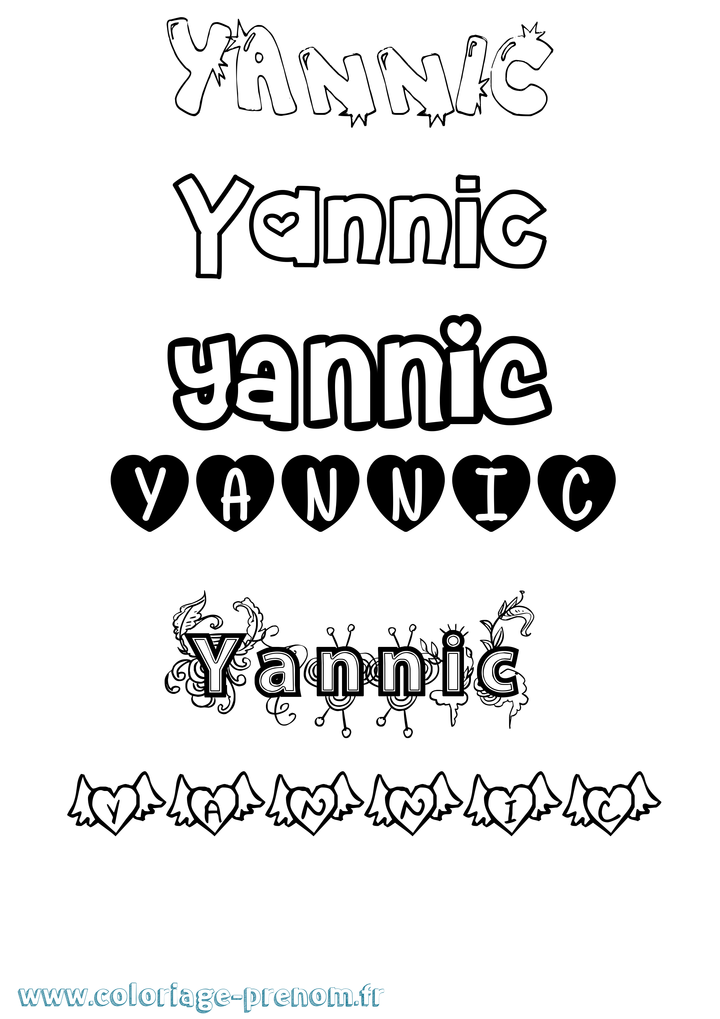 Coloriage prénom Yannic Girly