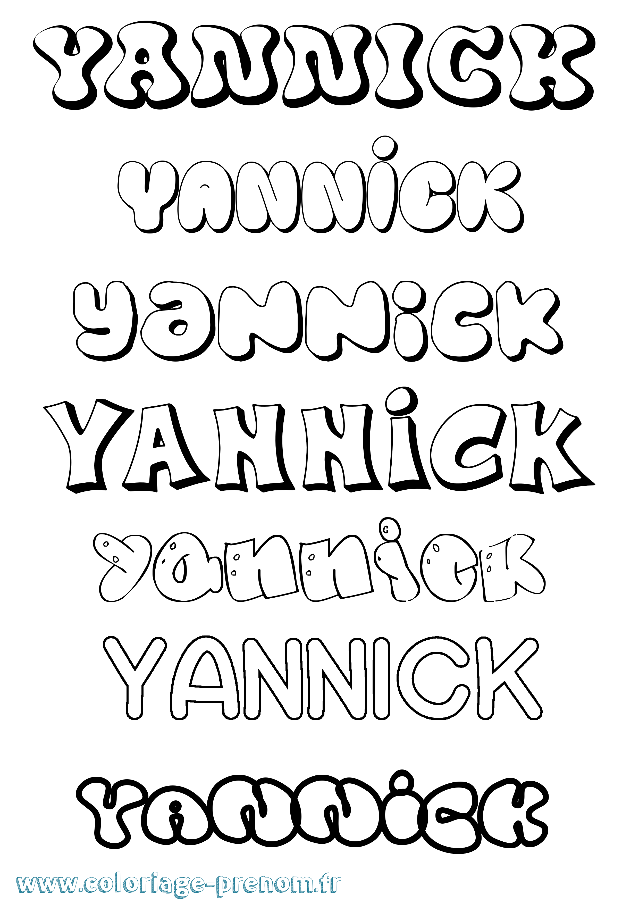Coloriage prénom Yannick Bubble