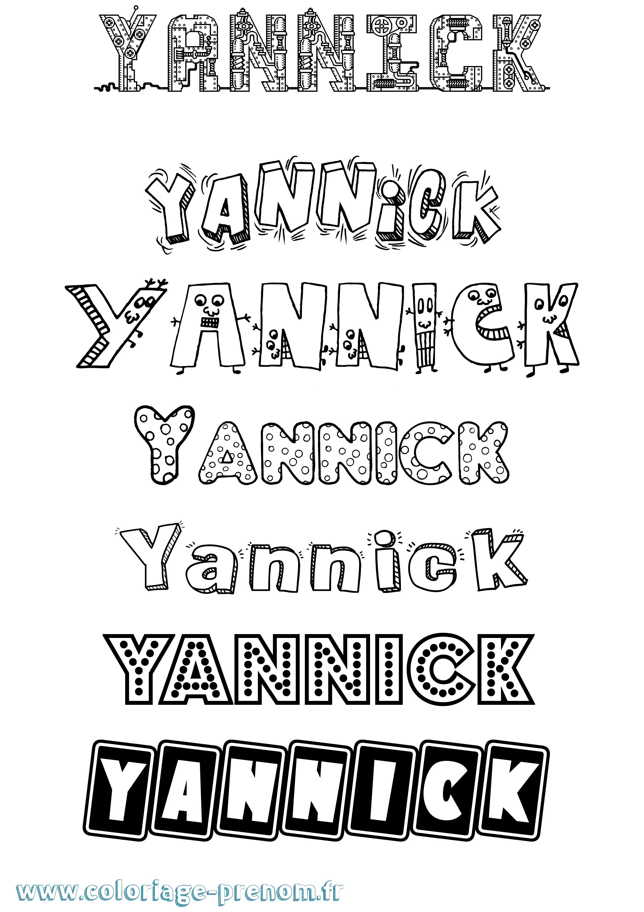 Coloriage prénom Yannick Fun
