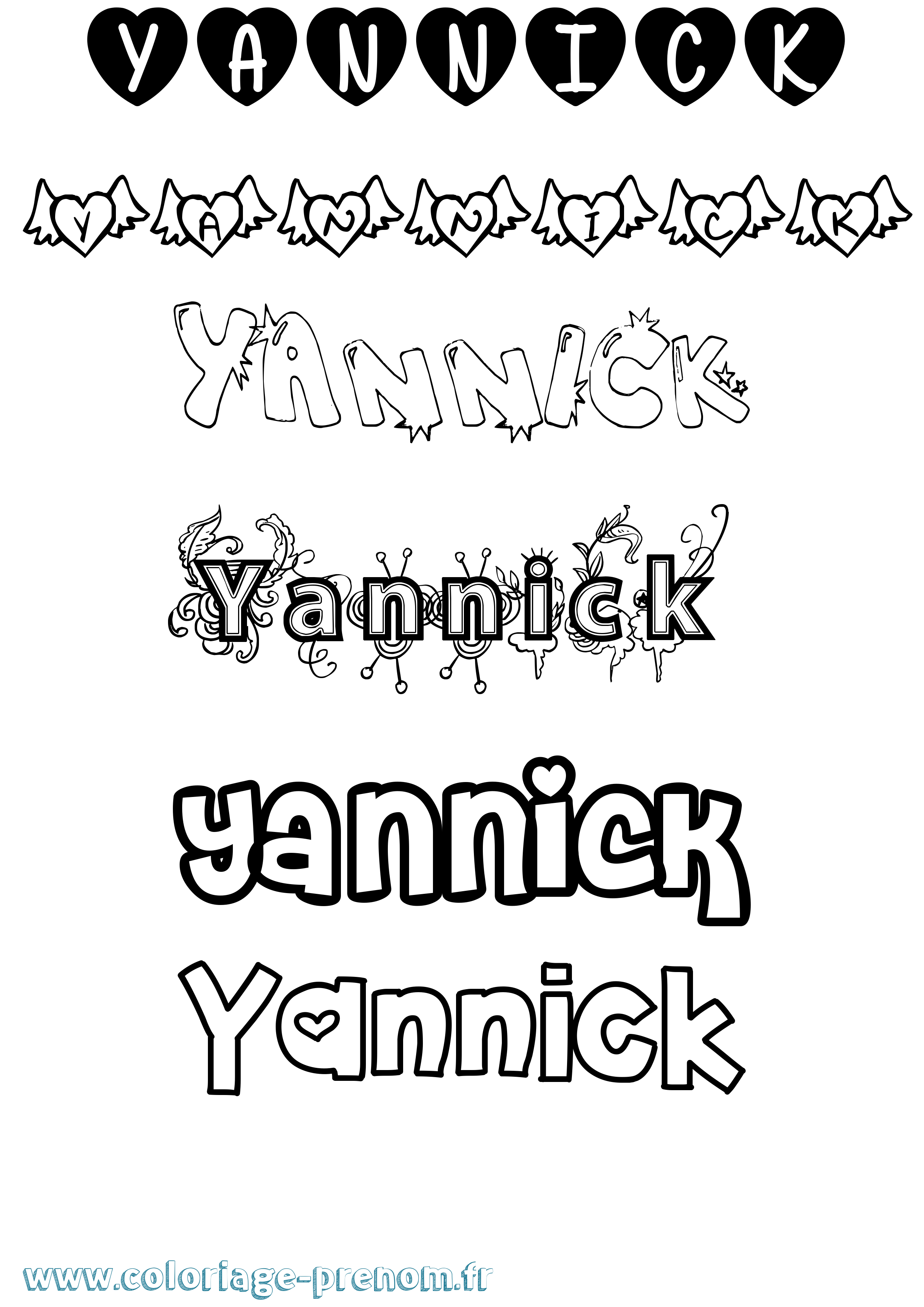 Coloriage prénom Yannick Girly