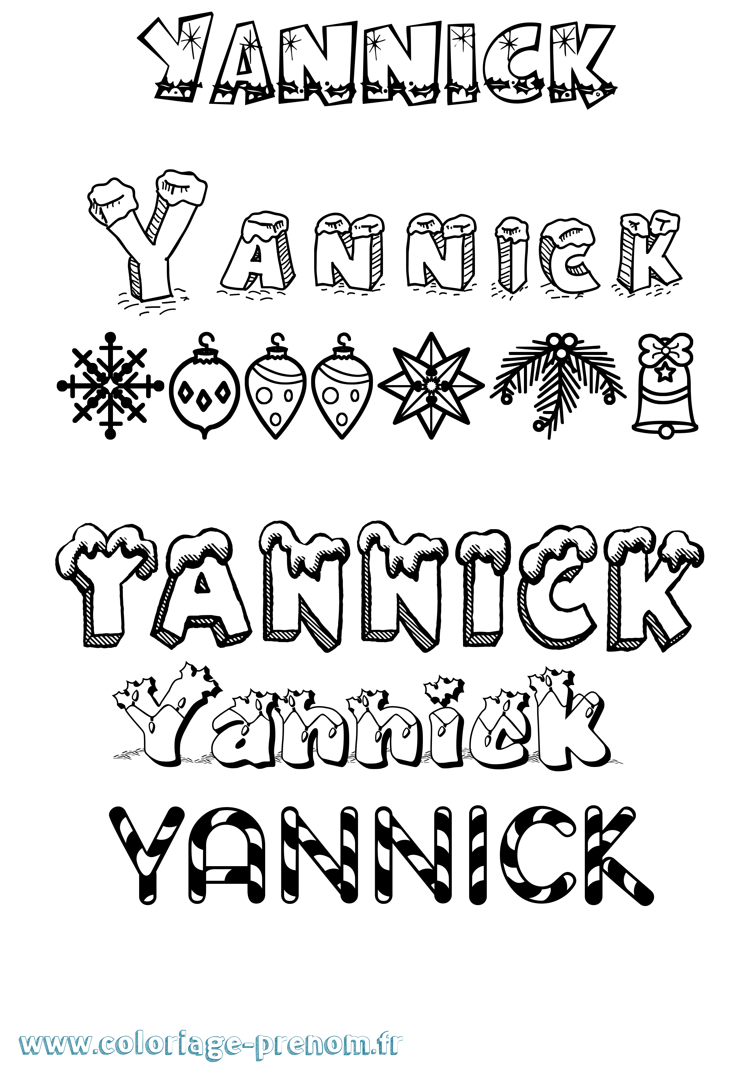Coloriage prénom Yannick Noël