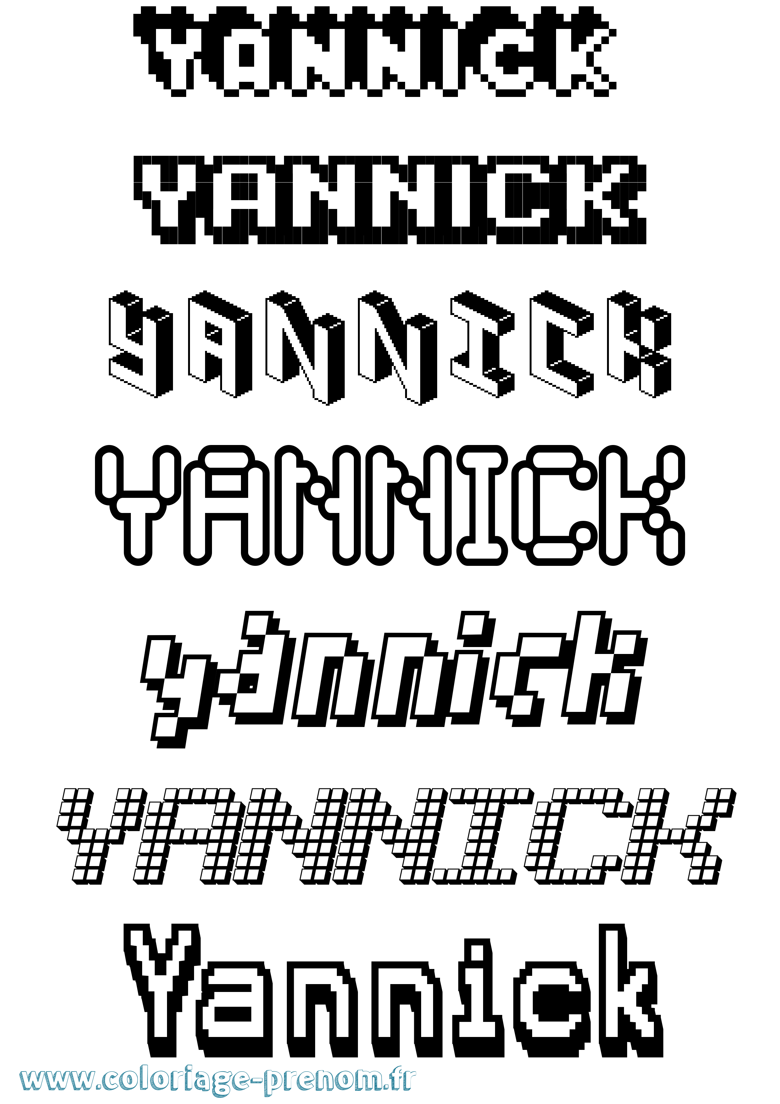 Coloriage prénom Yannick Pixel