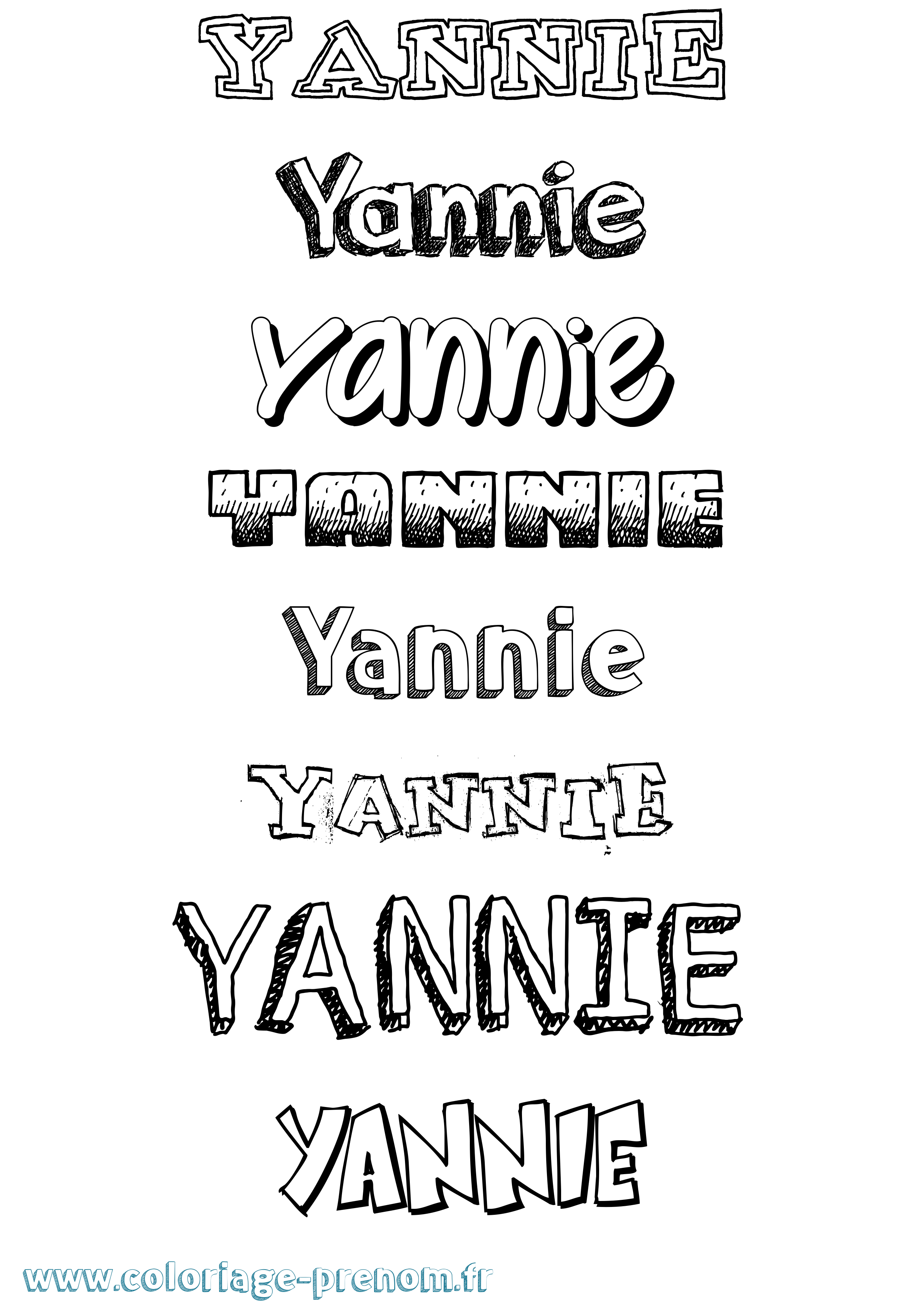 Coloriage prénom Yannie Dessiné