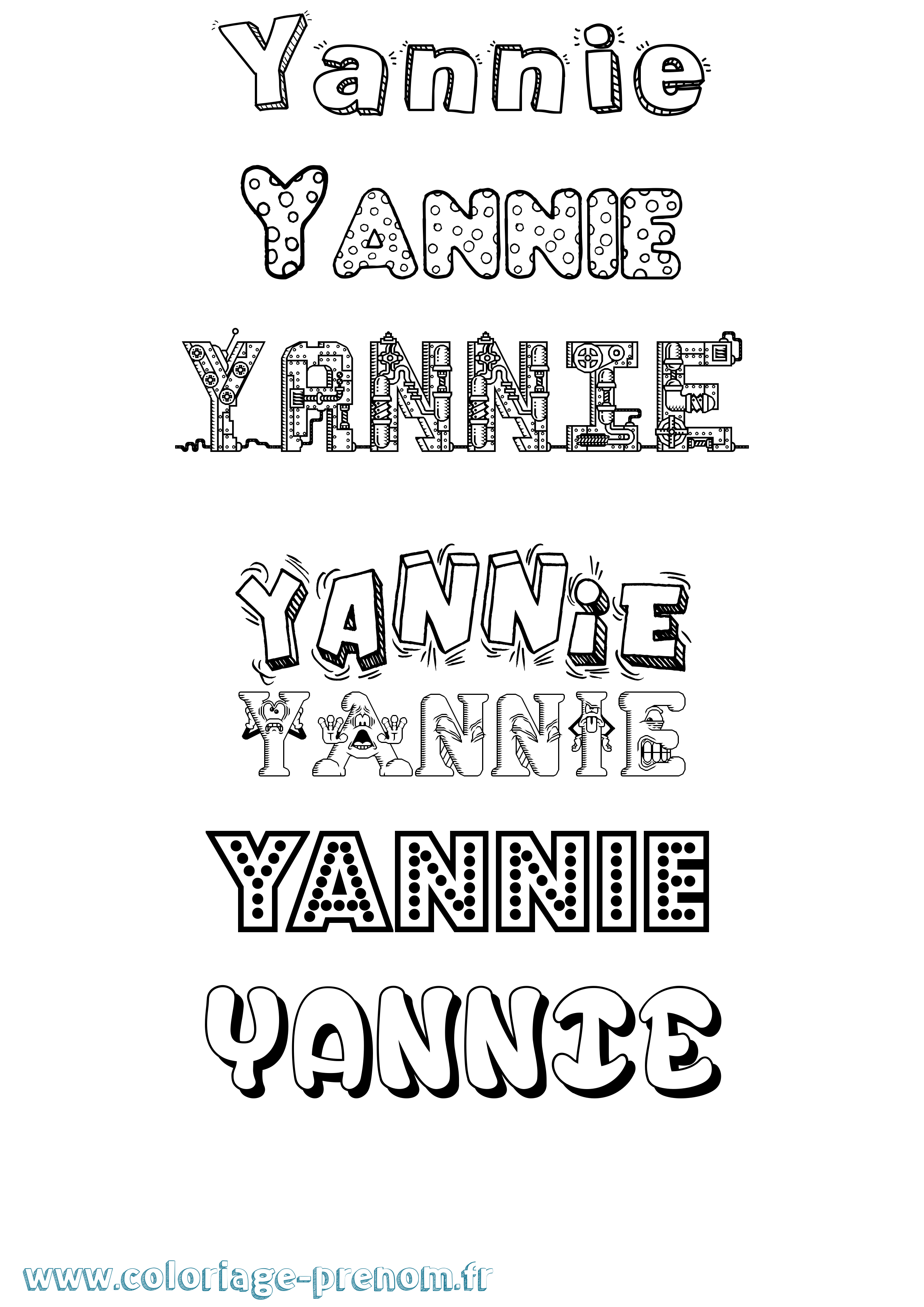 Coloriage prénom Yannie Fun