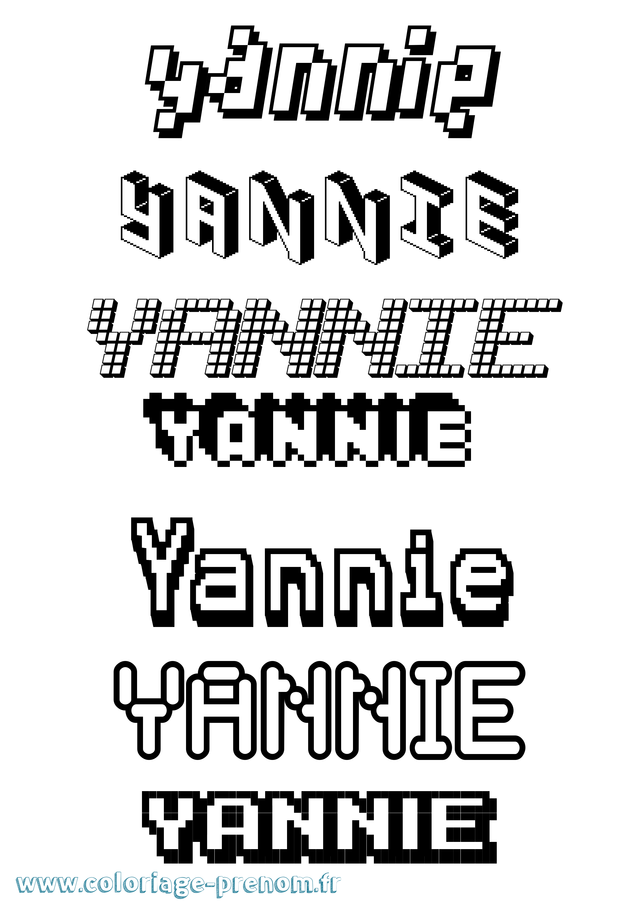 Coloriage prénom Yannie Pixel