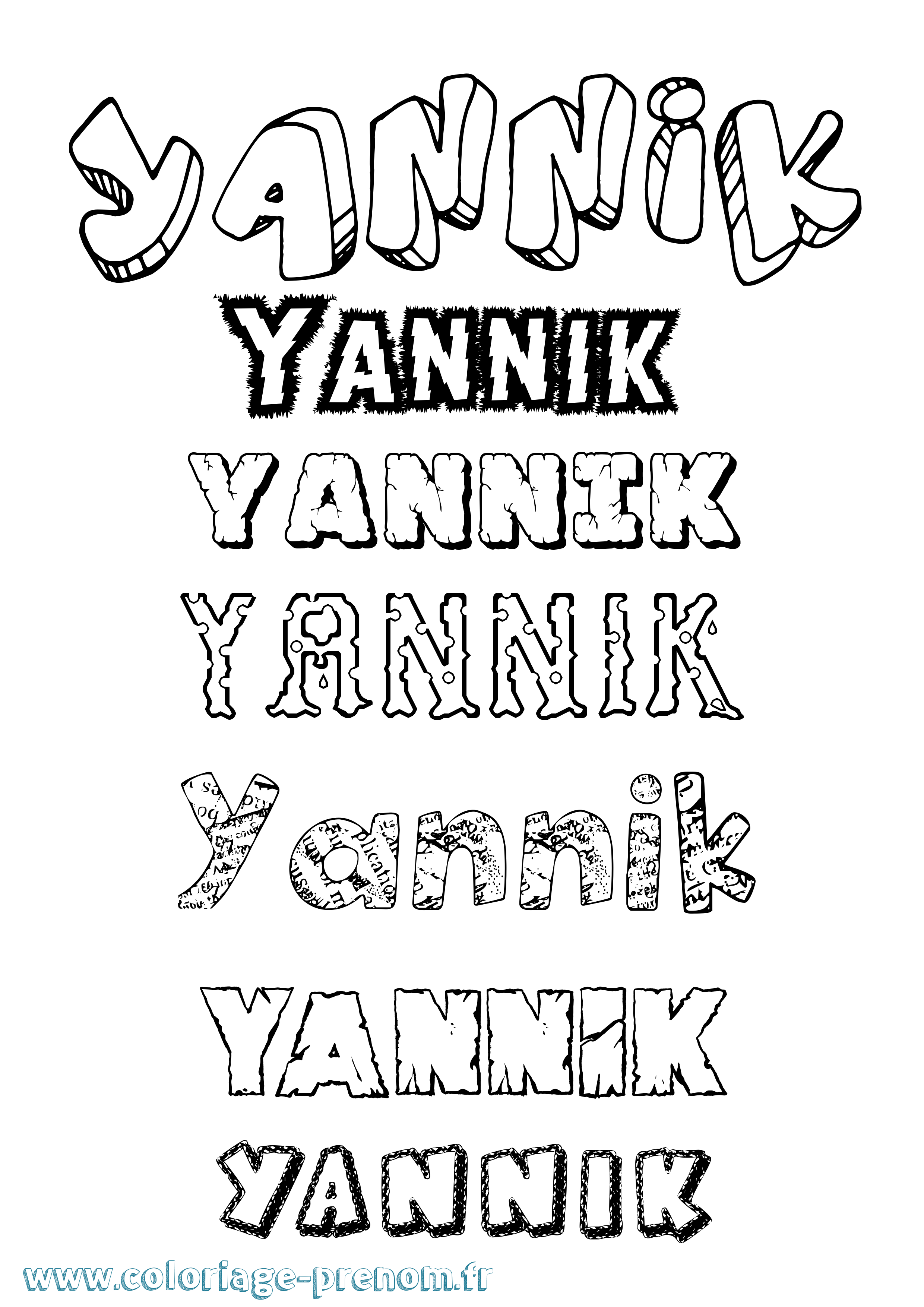 Coloriage prénom Yannik Destructuré