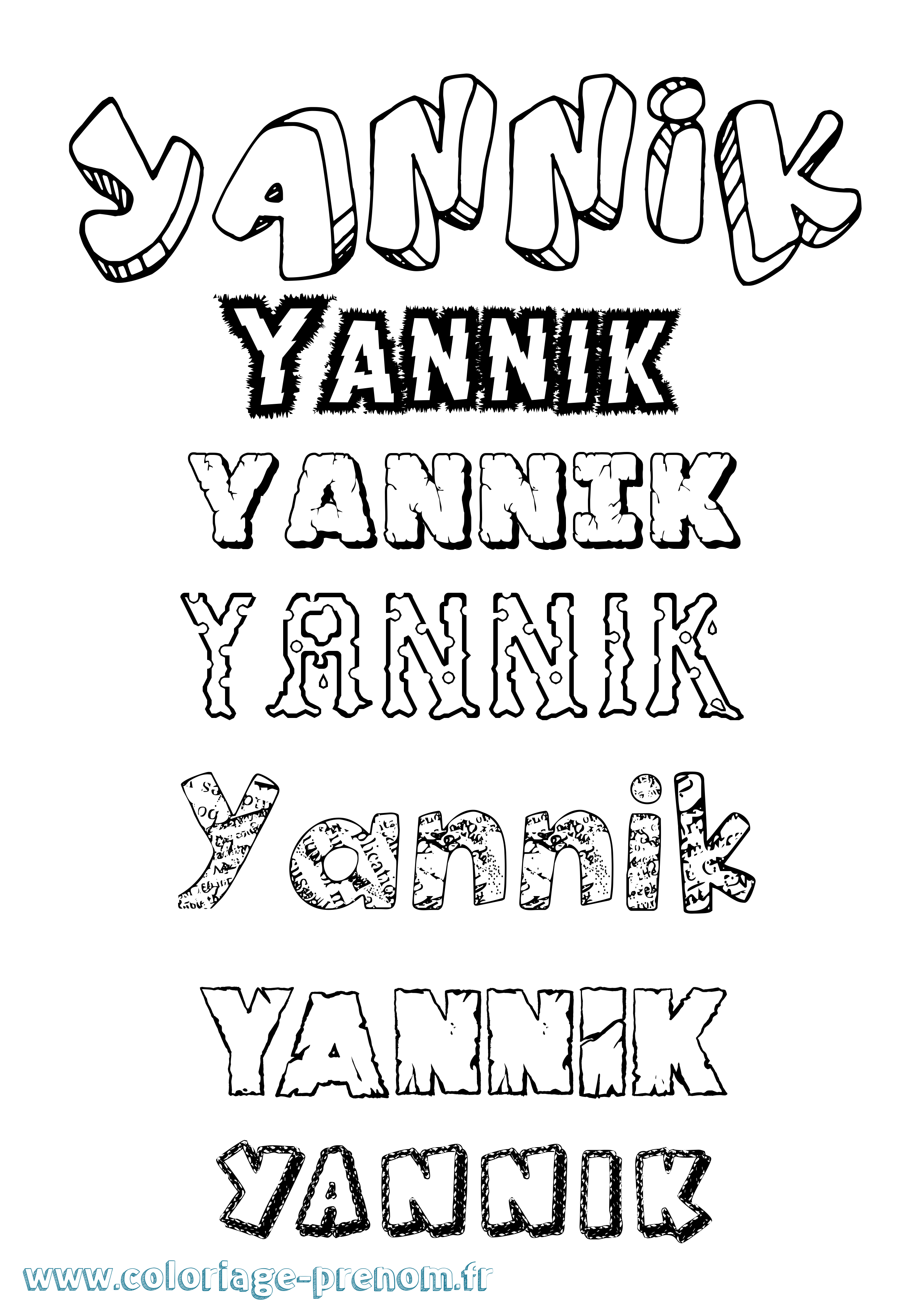 Coloriage Yannik Destructuré Coloriage prénom Yannik Destructuré