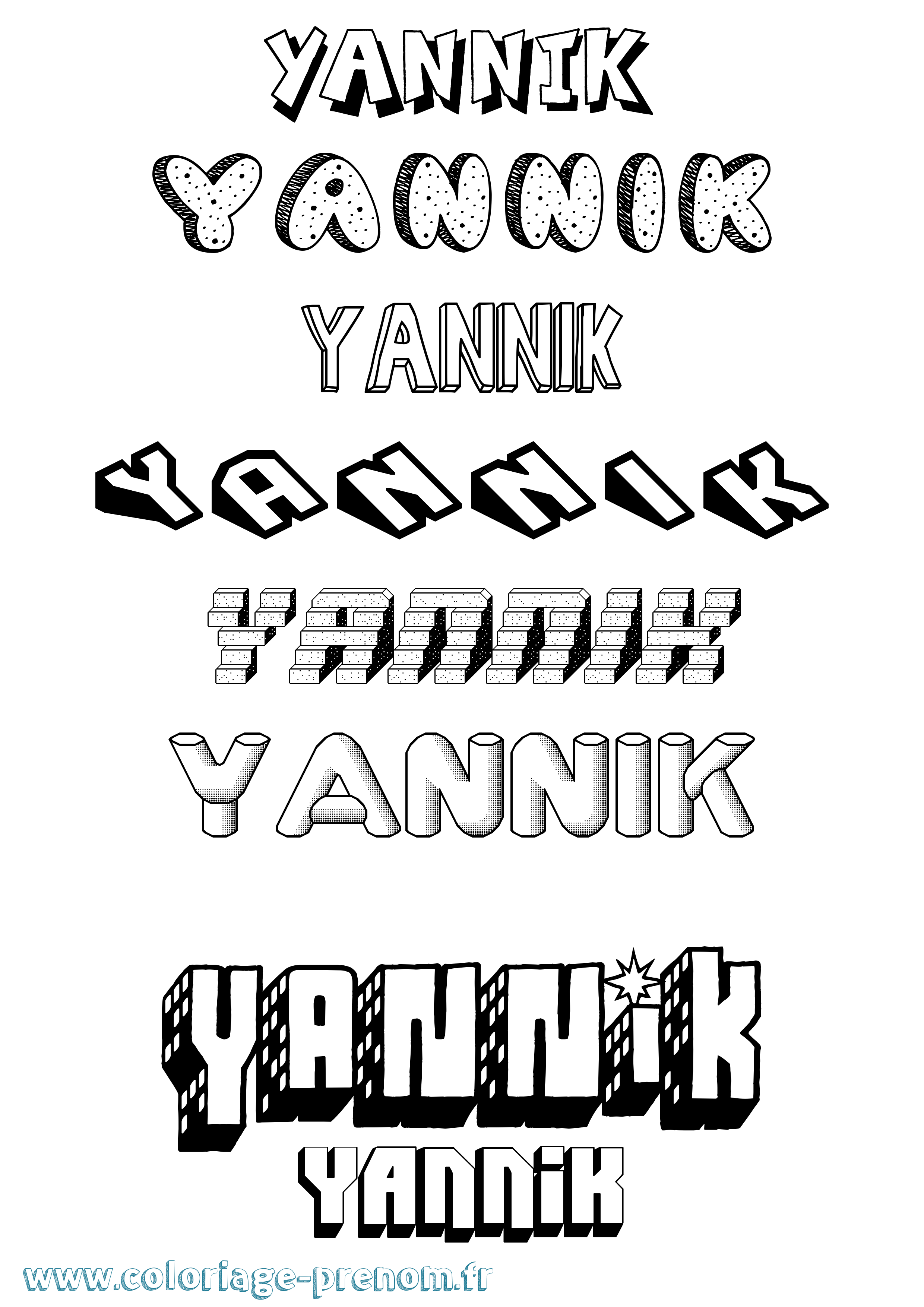 Coloriage prénom Yannik Effet 3D