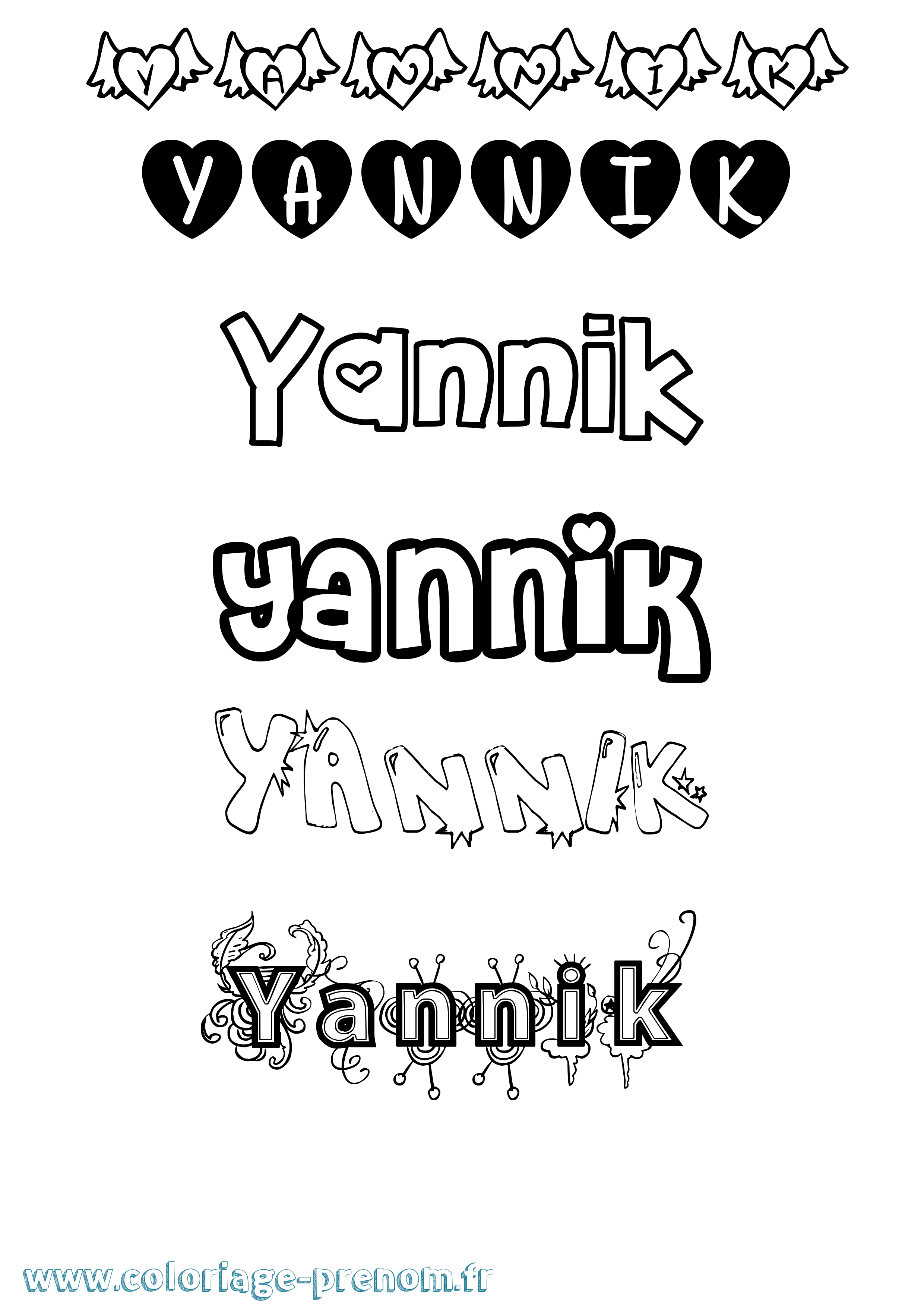 Coloriage prénom Yannik Girly
