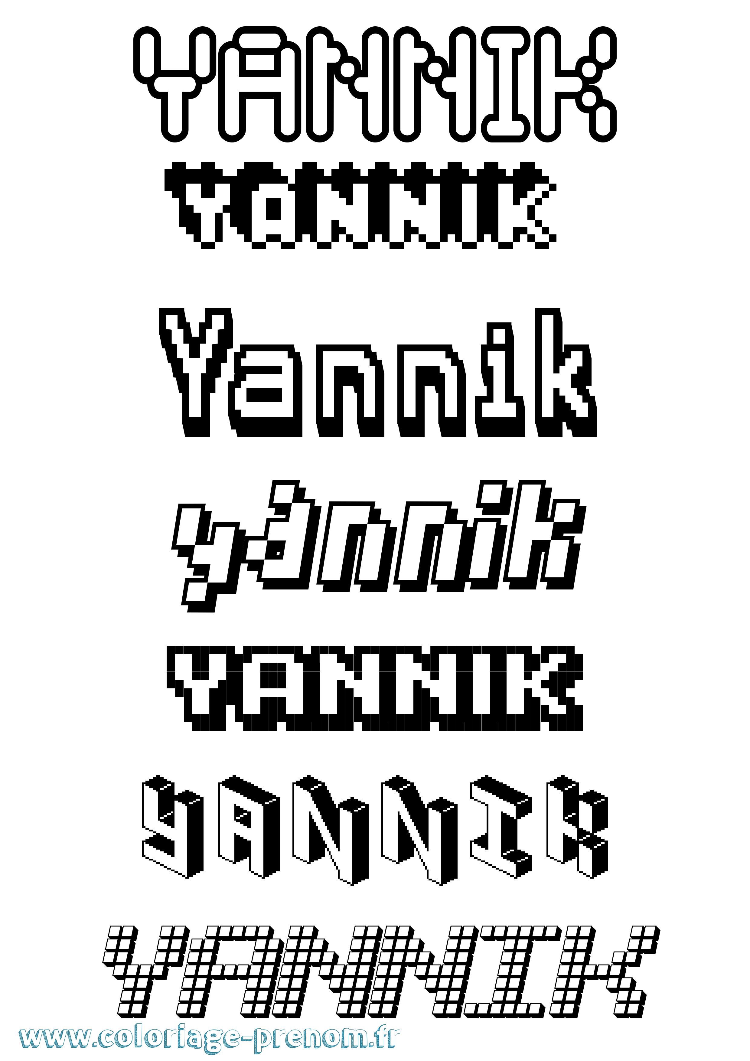 Coloriage Yannik Pixel Coloriage prénom Yannik Pixel