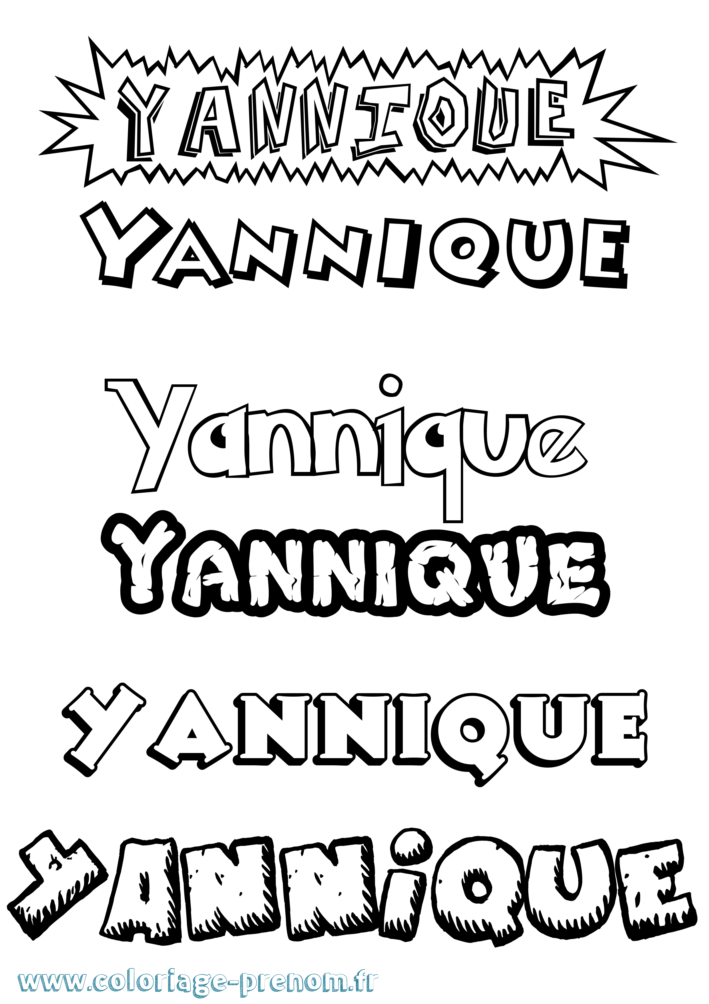 Coloriage Yannique Dessin Animé Coloriage prénom Yannique Dessin Animé