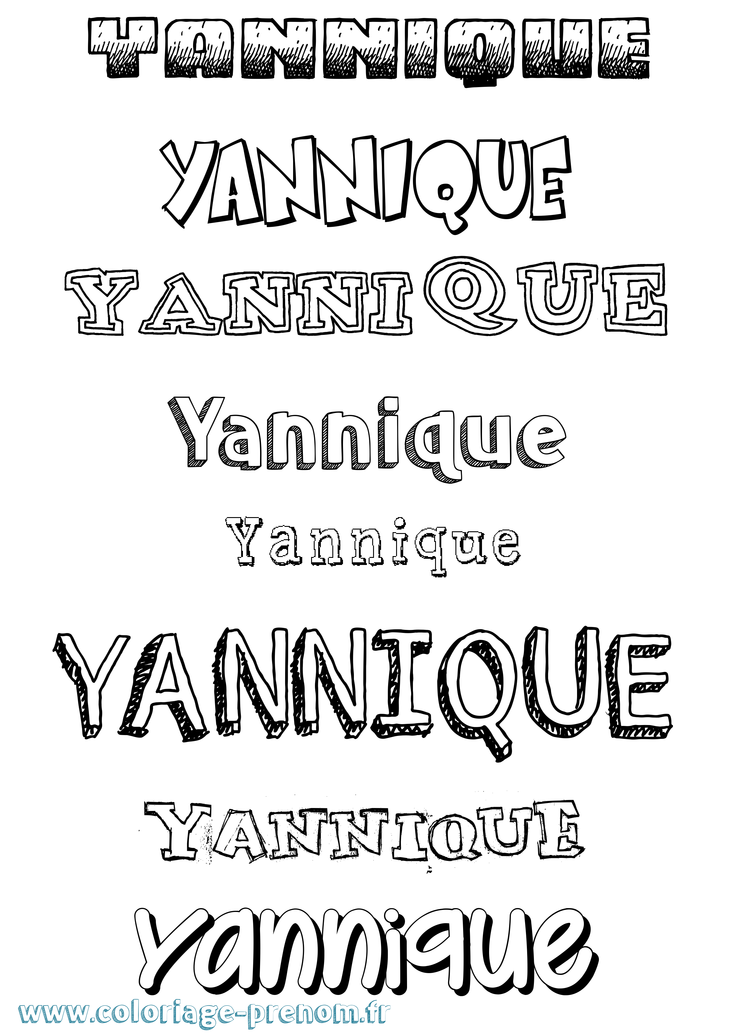 Coloriage Yannique Dessiné Coloriage prénom Yannique Dessiné