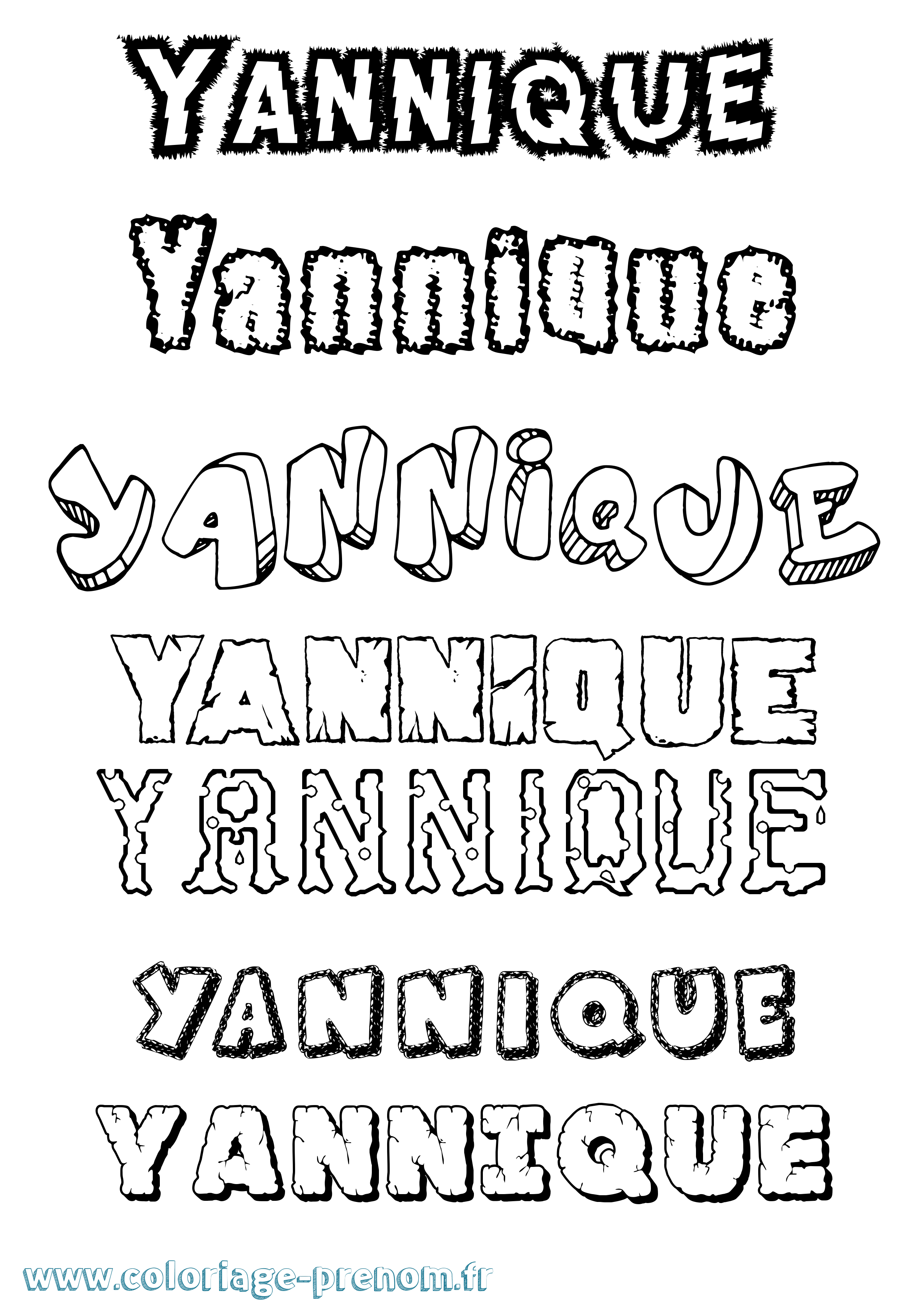 Coloriage Yannique Destructuré Coloriage prénom Yannique Destructuré