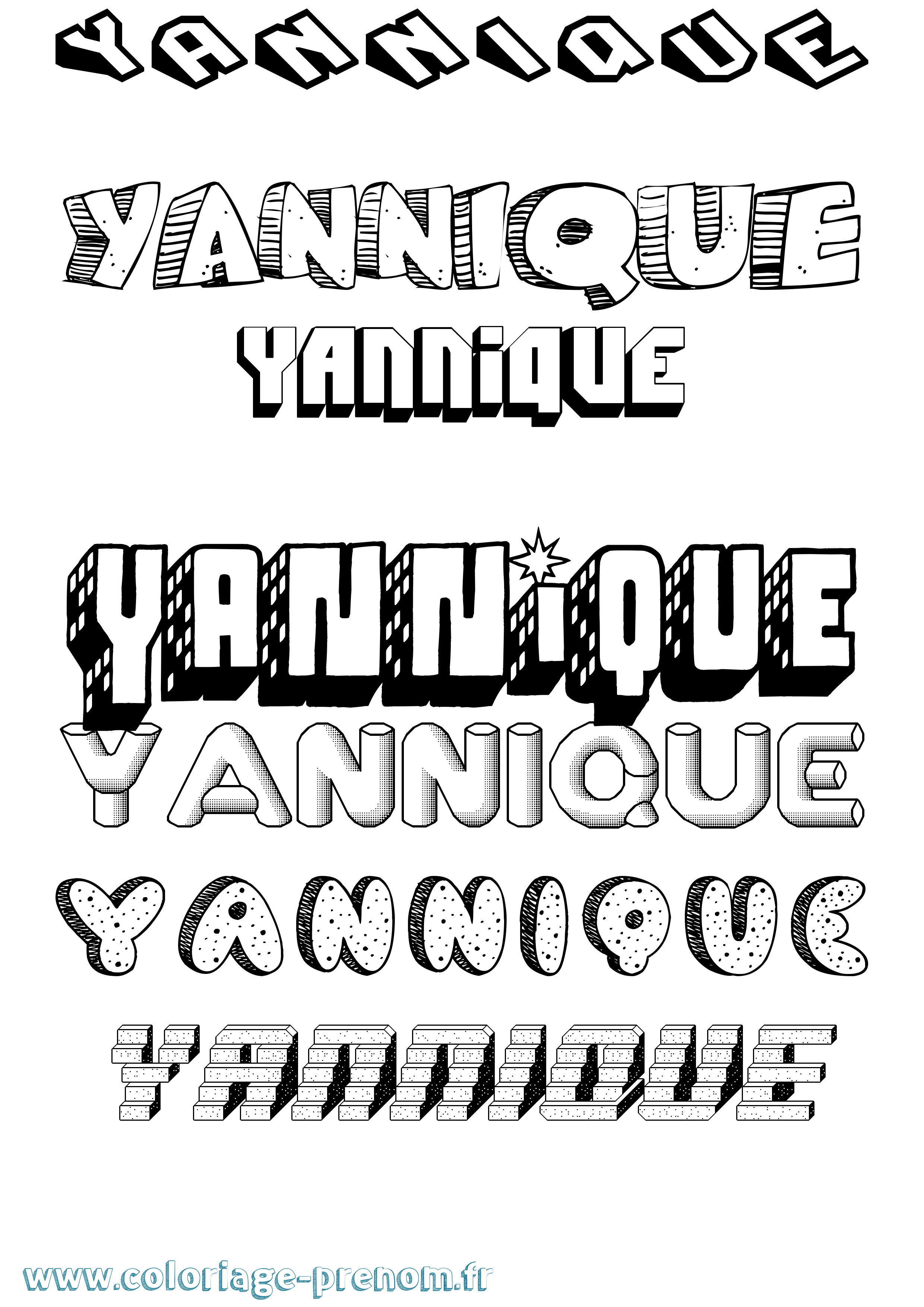 Coloriage Yannique Effet 3D Coloriage prénom Yannique Effet 3D