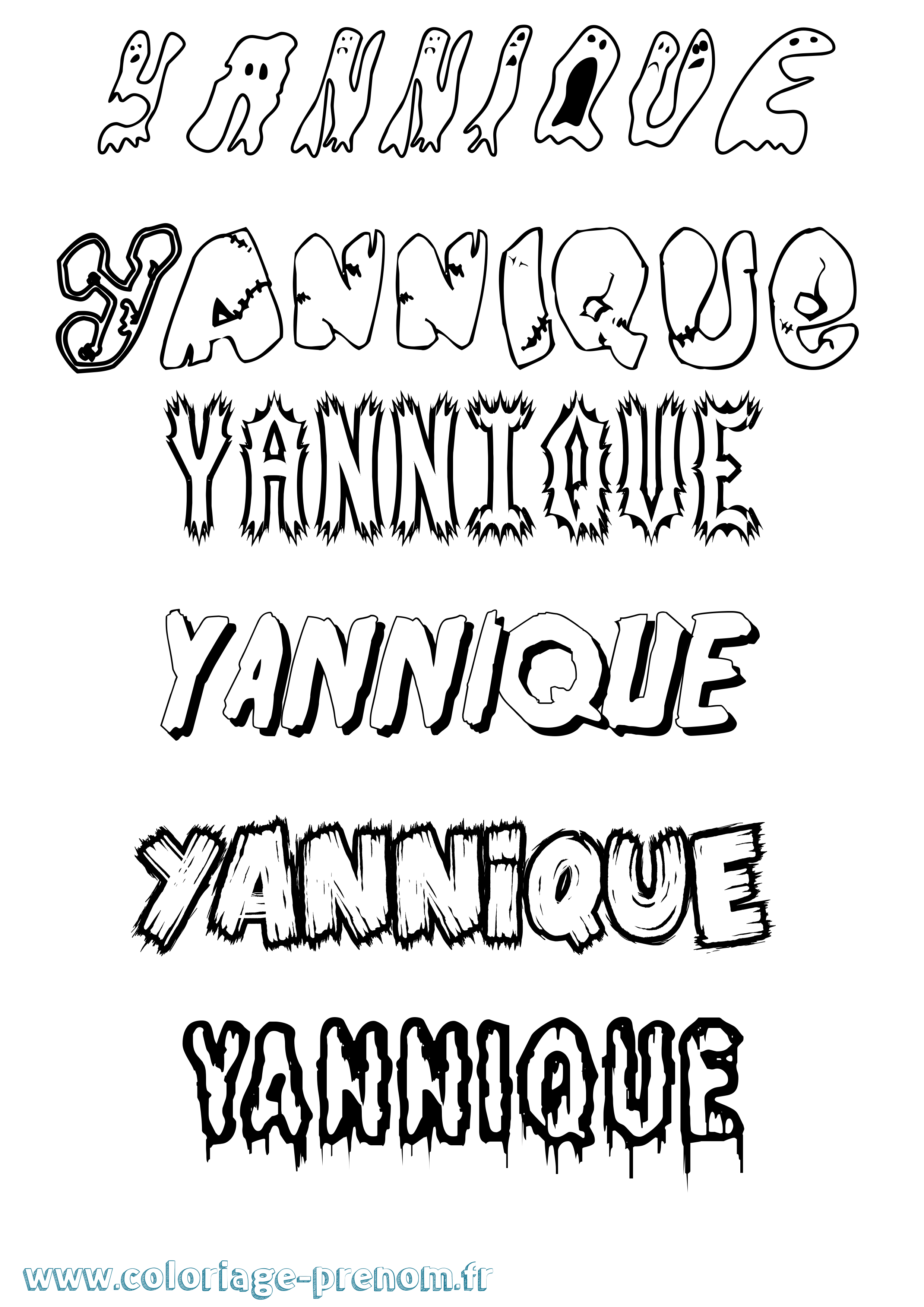Coloriage Yannique Frisson Coloriage prénom Yannique Frisson