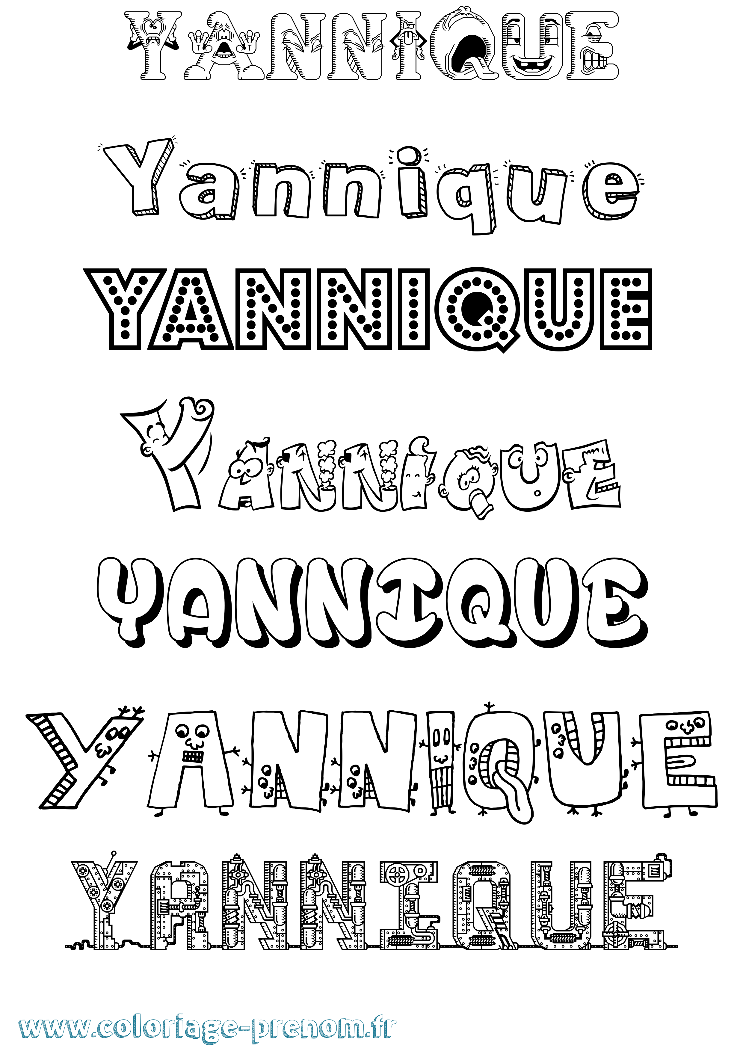 Coloriage Yannique Fun Coloriage prénom Yannique Fun