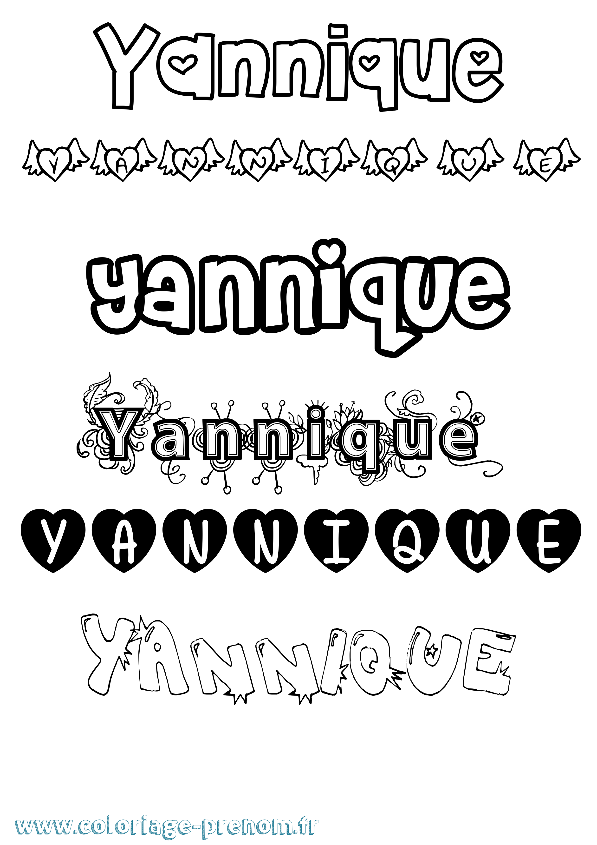 Coloriage Yannique Girly Coloriage prénom Yannique Girly